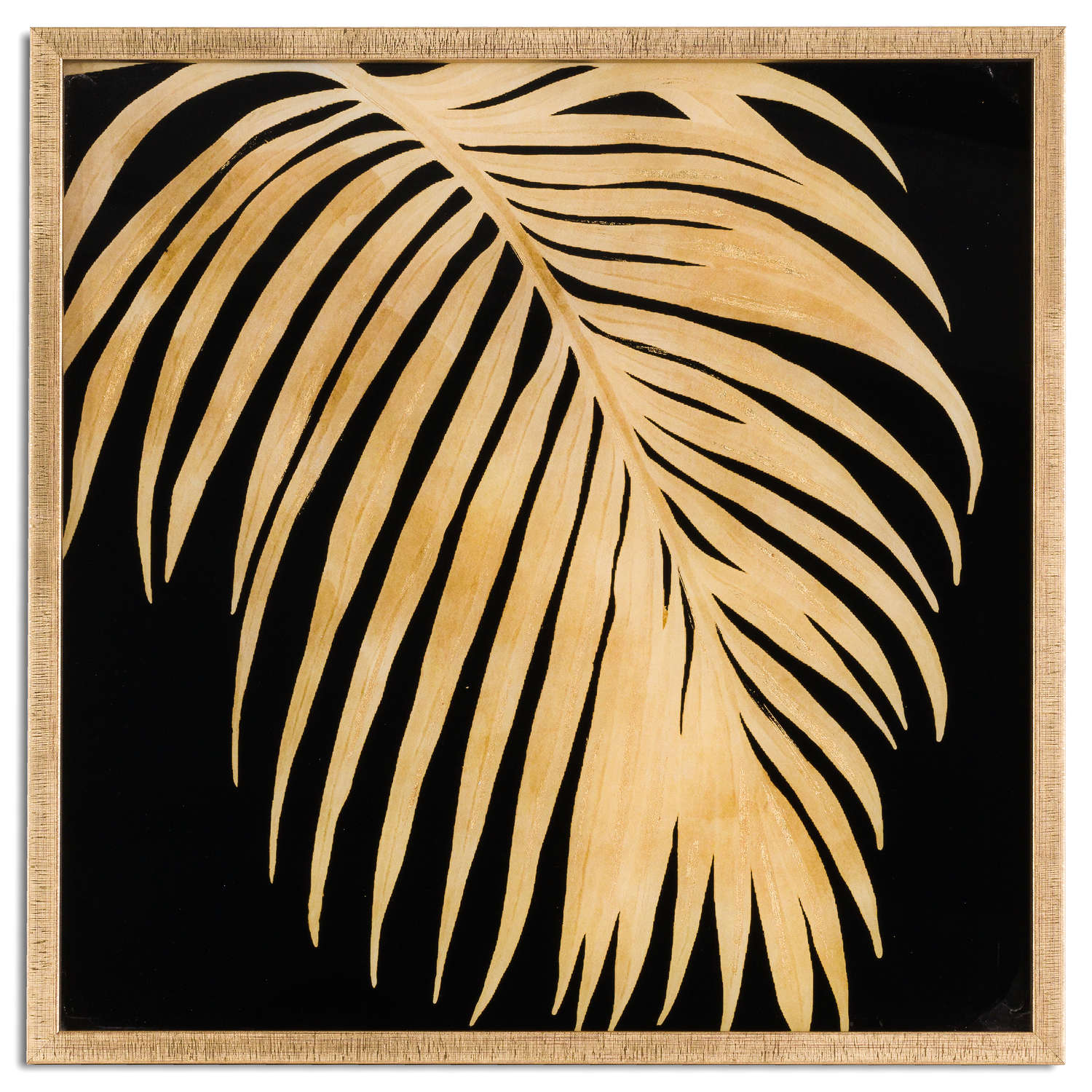 Metallic Palm Glass Image In Gold Frame - Image 1