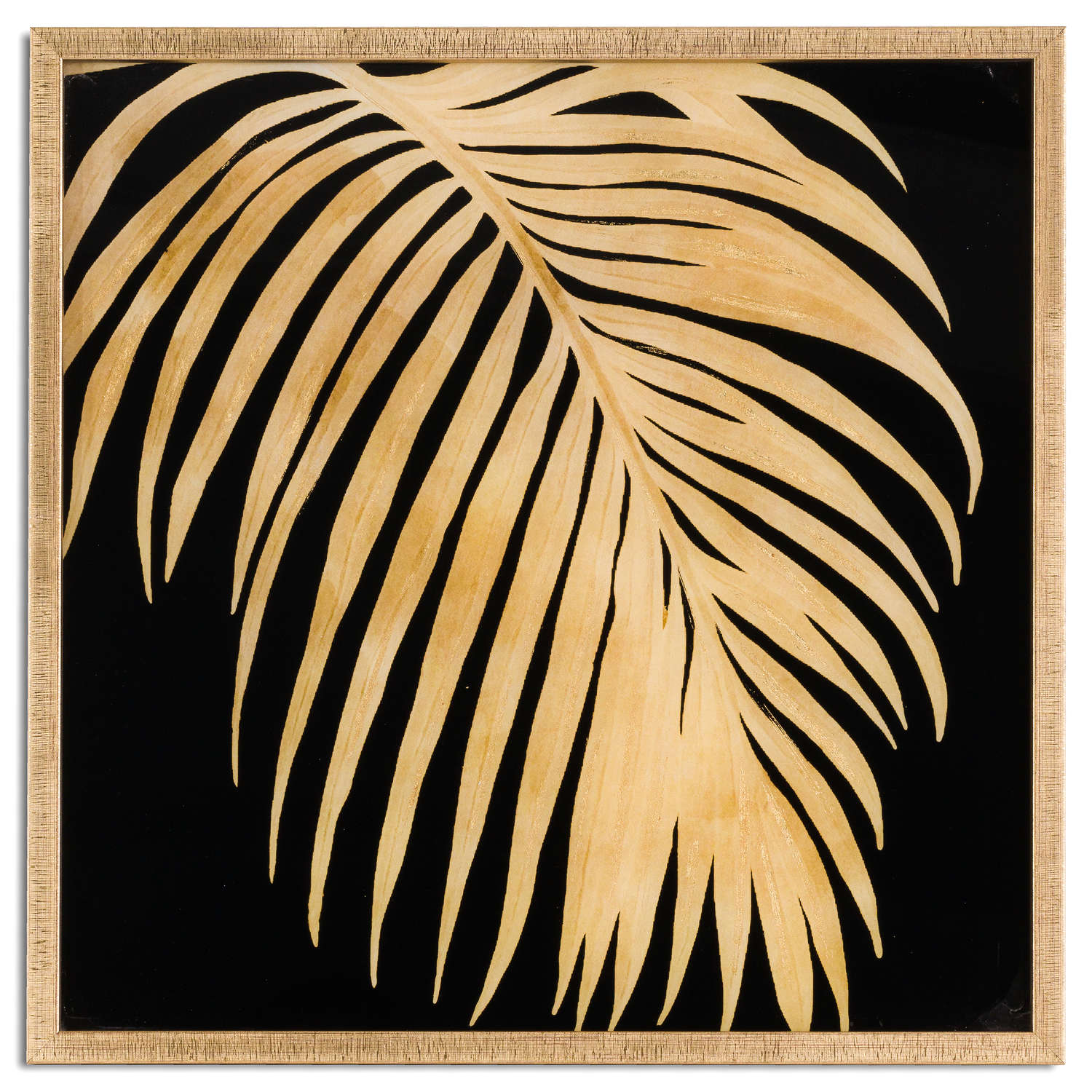 Metallic Palm Glass Image In Gold Frame - Image 1