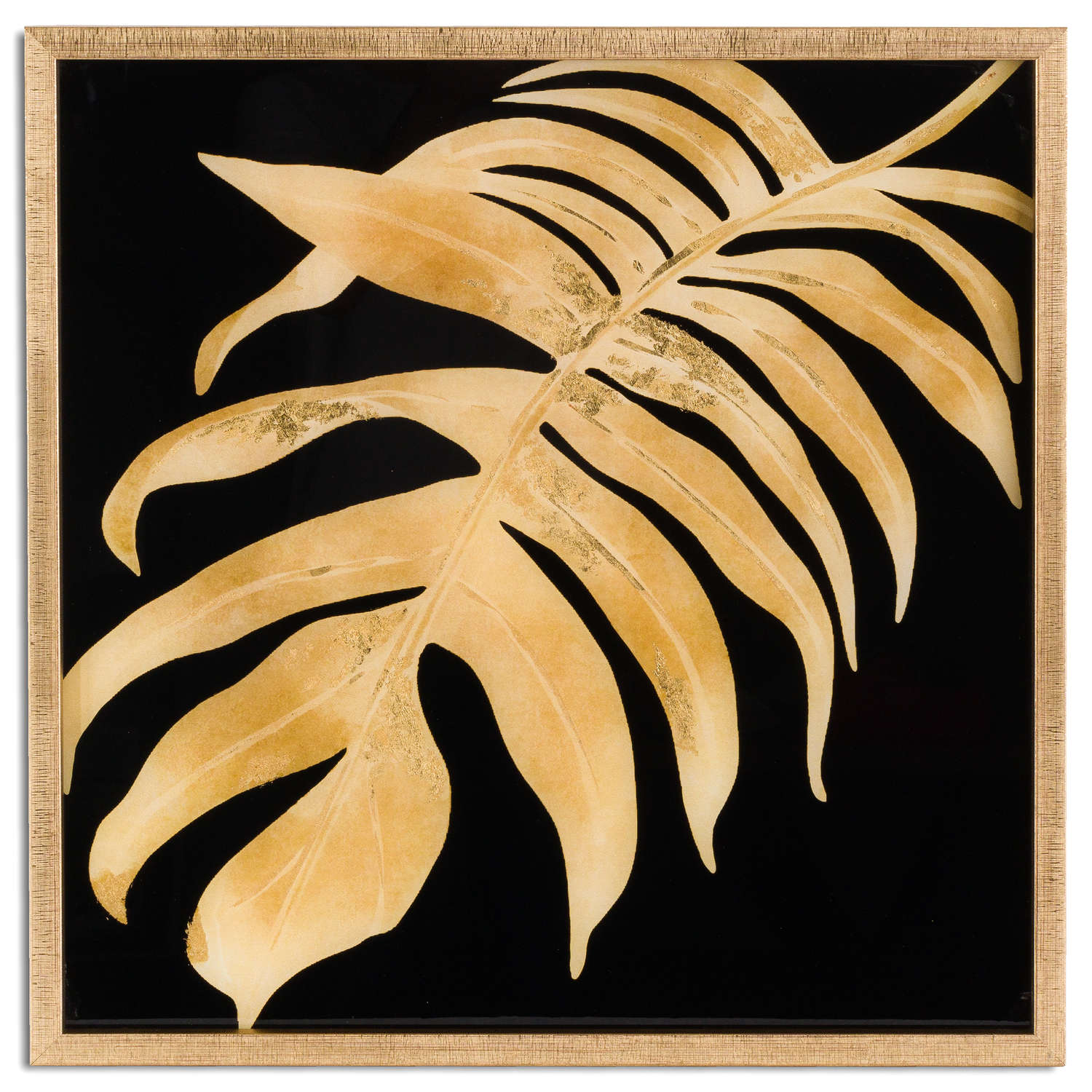 Metallic Leaf Glass Image In Gold Frame - Image 1