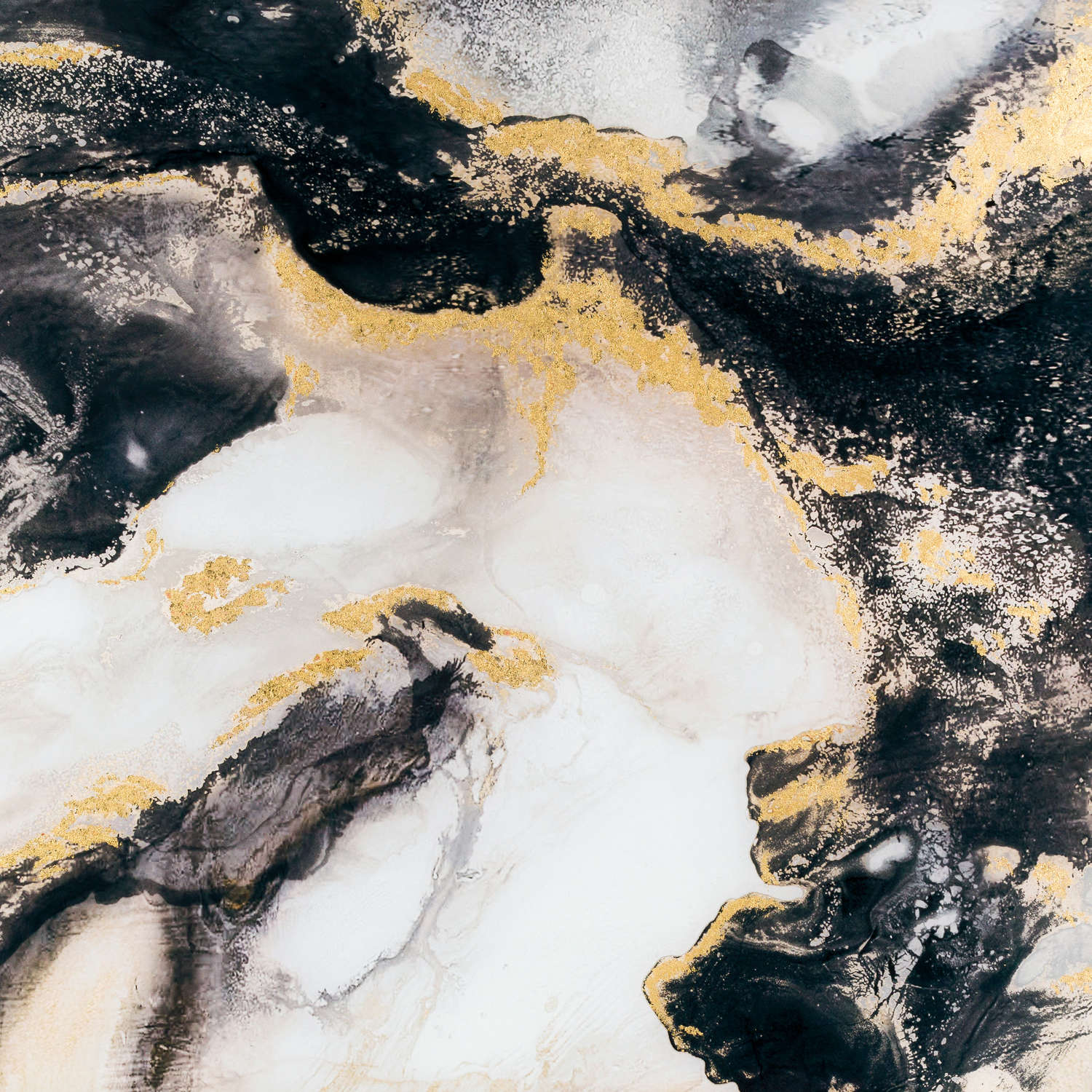 Marble Effect Black And Gold Glass Image In Gold Frame Wholesale by