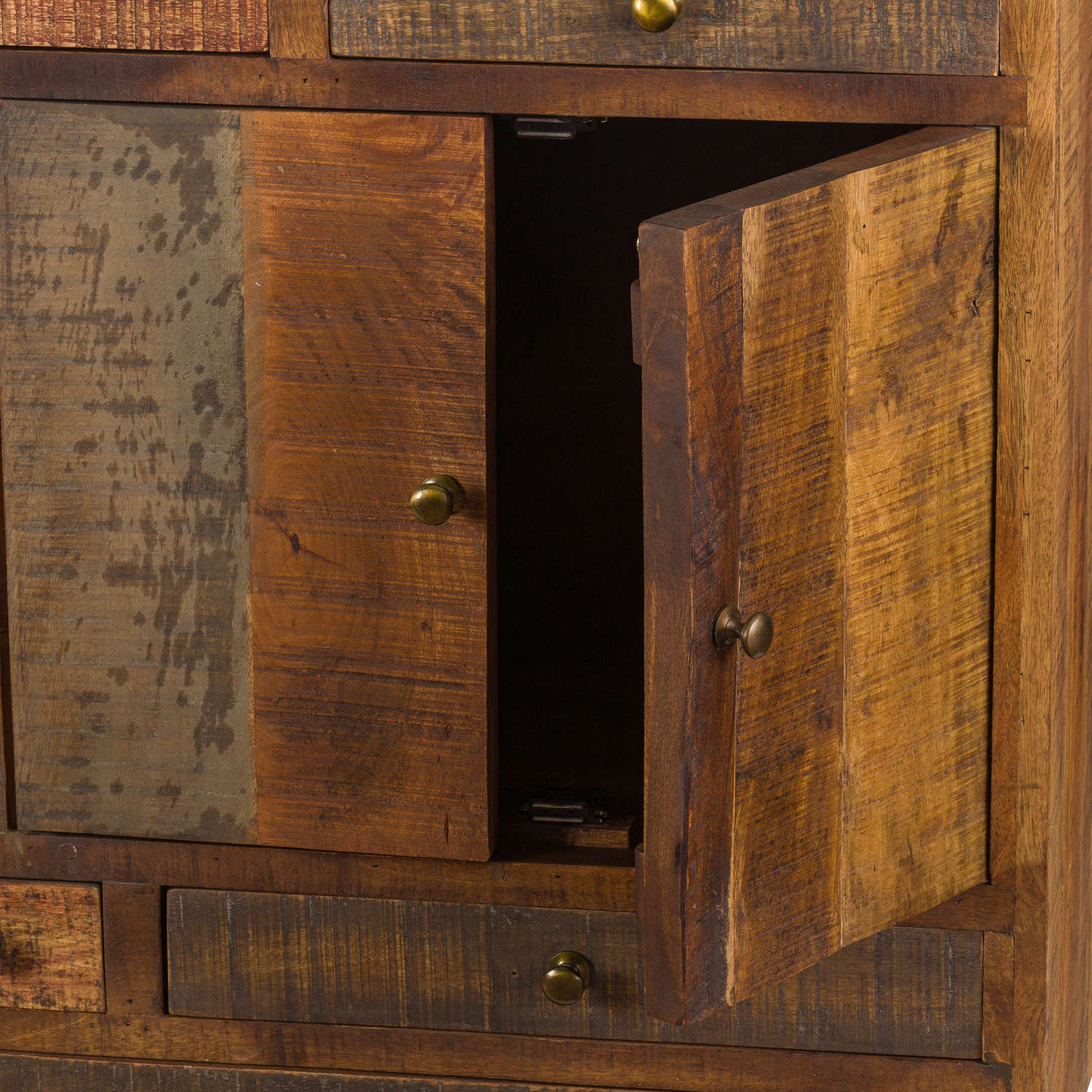 Multi Draw Reclaimed Industrial Chest With Brass Handle - Image 2