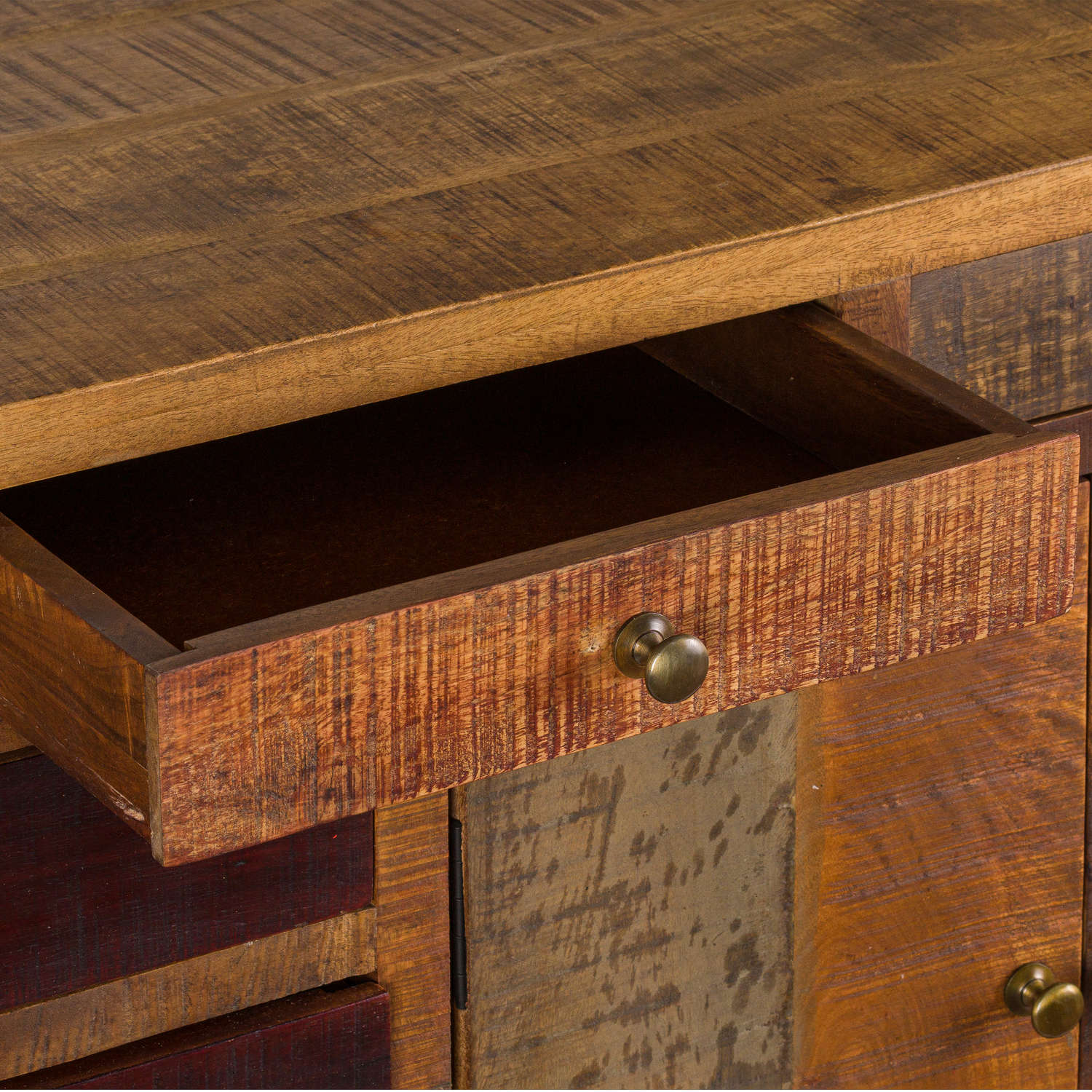 Multi Draw Reclaimed Industrial Chest With Brass Handle - Image 5