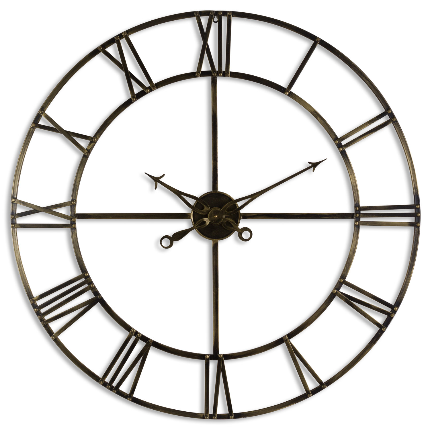 Large Antique Brass Large Skeleton Clock - Image 1
