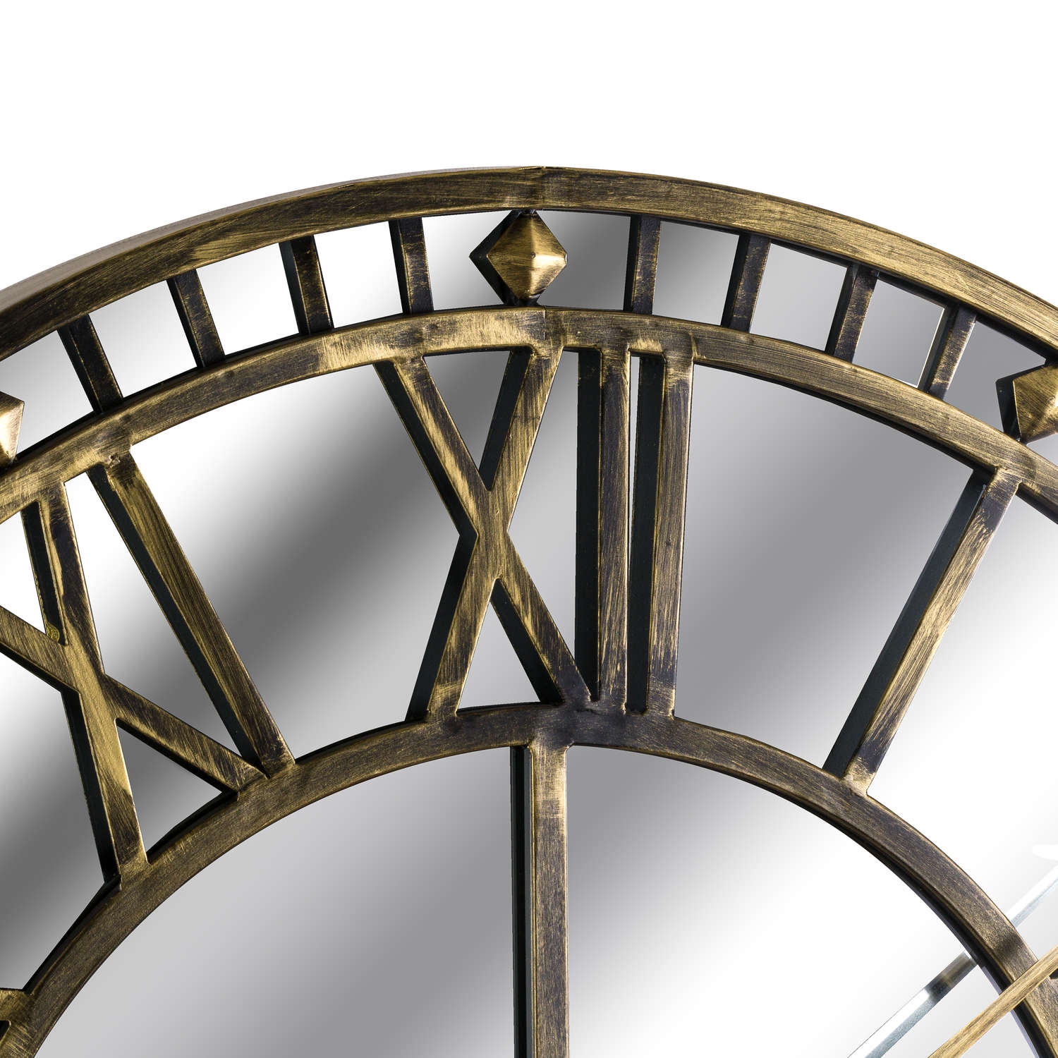 Large Antique Brass Mirrored Skeleton Clock Wholesale by Hill Interiors