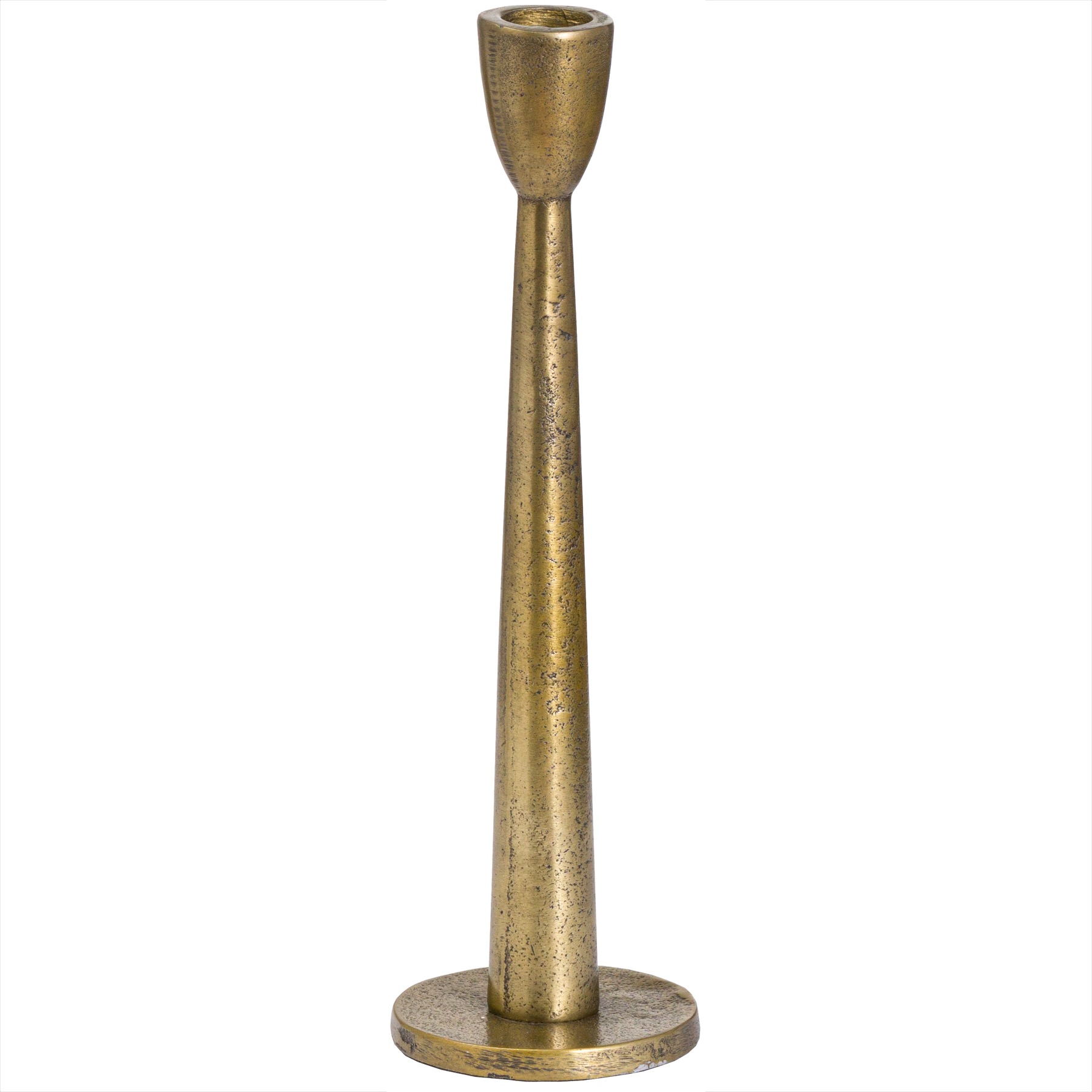 Ohlson Cast Iron Medium Tappered Candle Holder Finshed In Antique Brass