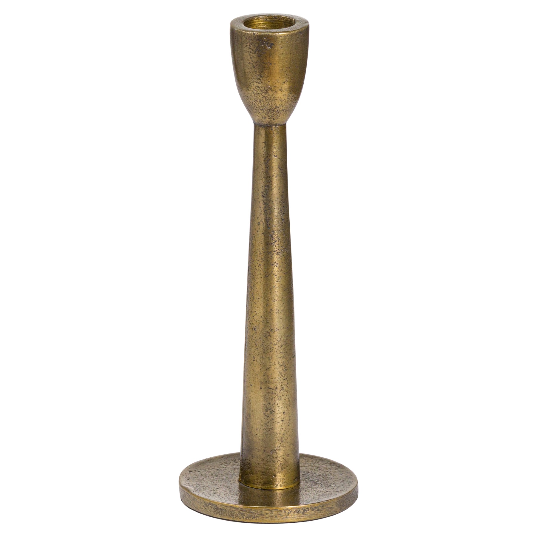 Ohlson Cast Iron Large Tappered Candle Holder Finshed In Antique Brass