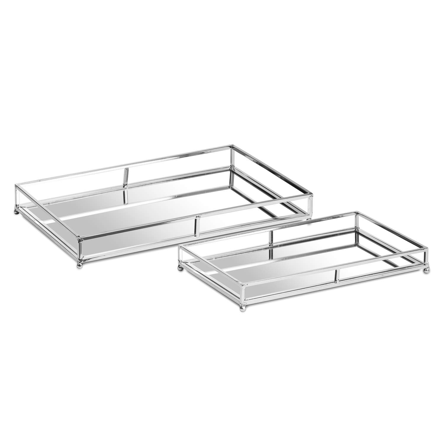 Set Of Two Rectangular Silver Bar Trays - Image 1