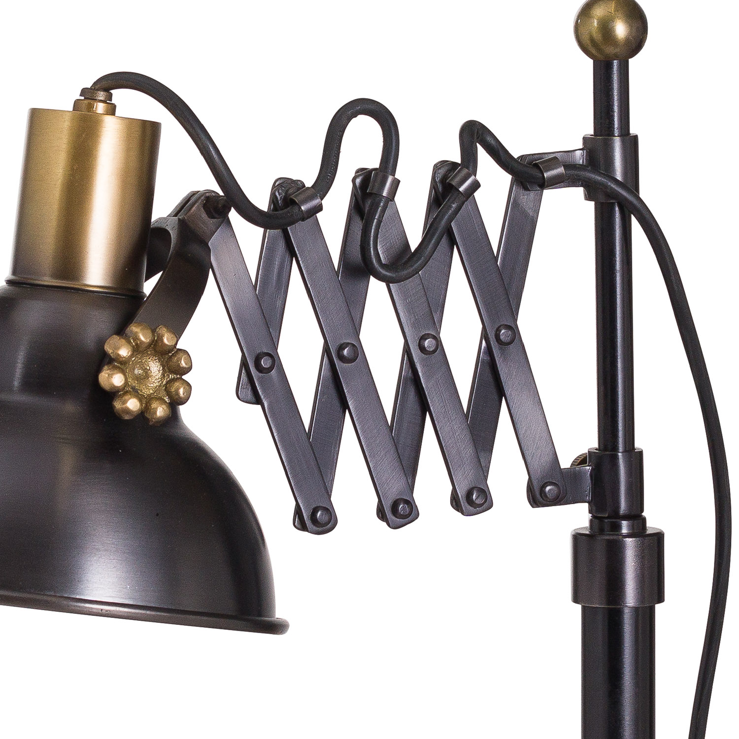 Black And Brass Adjustable Scissor Lamp - Image 2