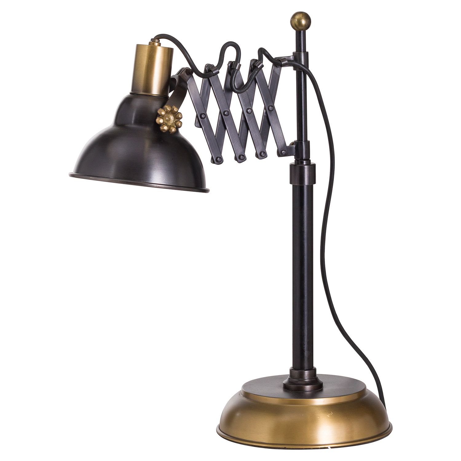 Black And Brass Adjustable Scissor Lamp - Image 1