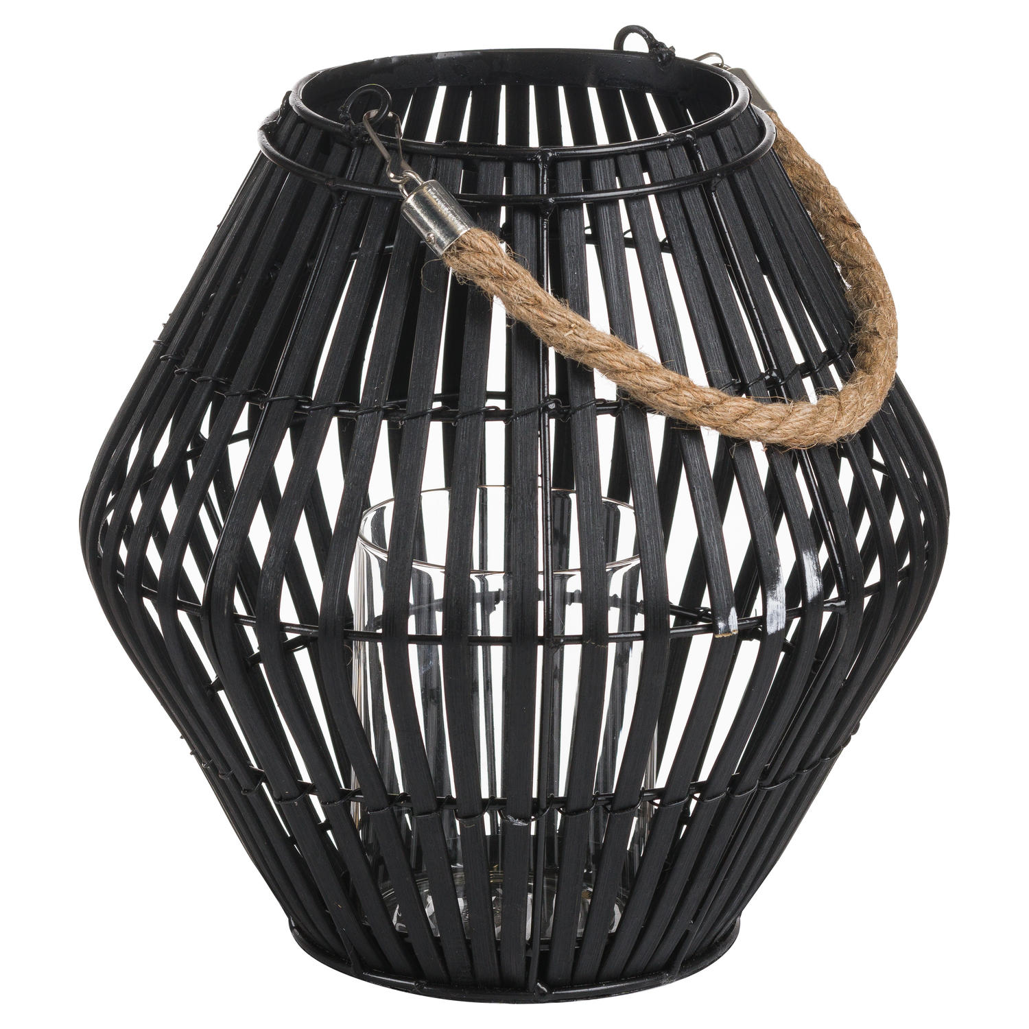 Black Rattan Small Convex Lantern - Image 1