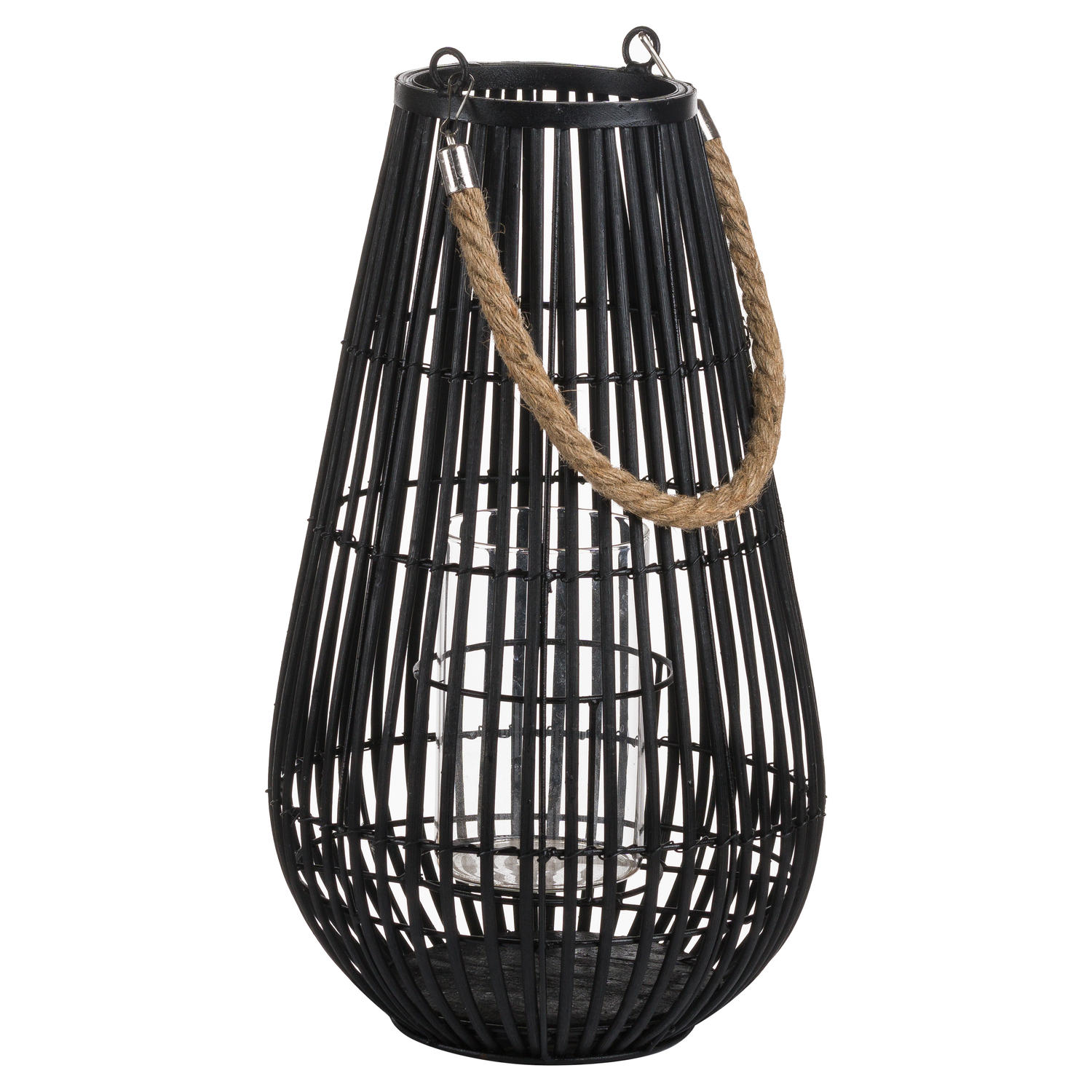 Domed Rattan Lantern With Rope Detail - Image 1