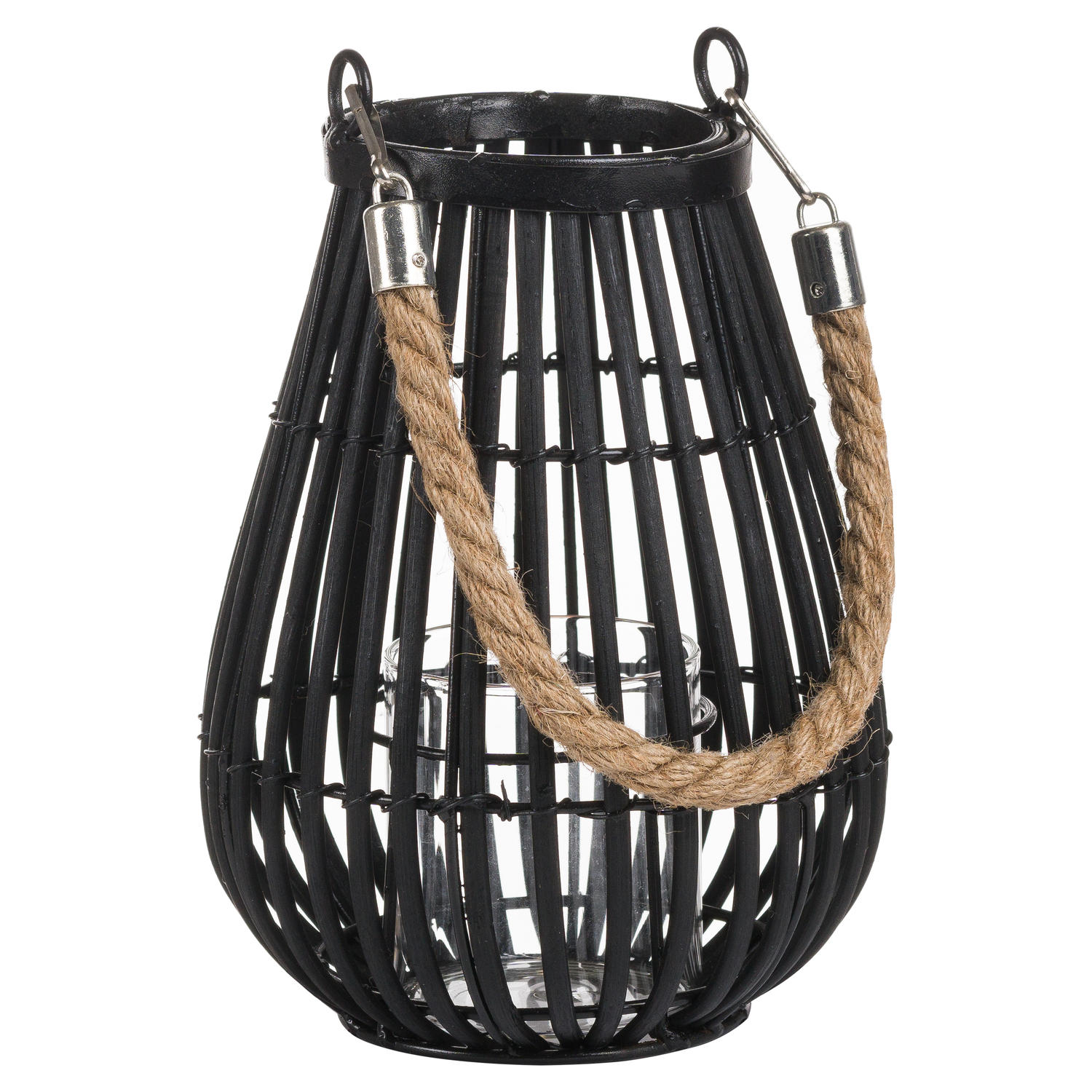 Large Domed Rattan Lantern With Rope Detail - Image 1