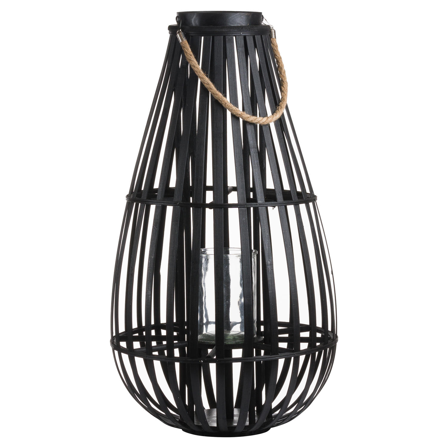 Large Floor Standing Domed Wicker Lantern With Rope Detail - Image 1