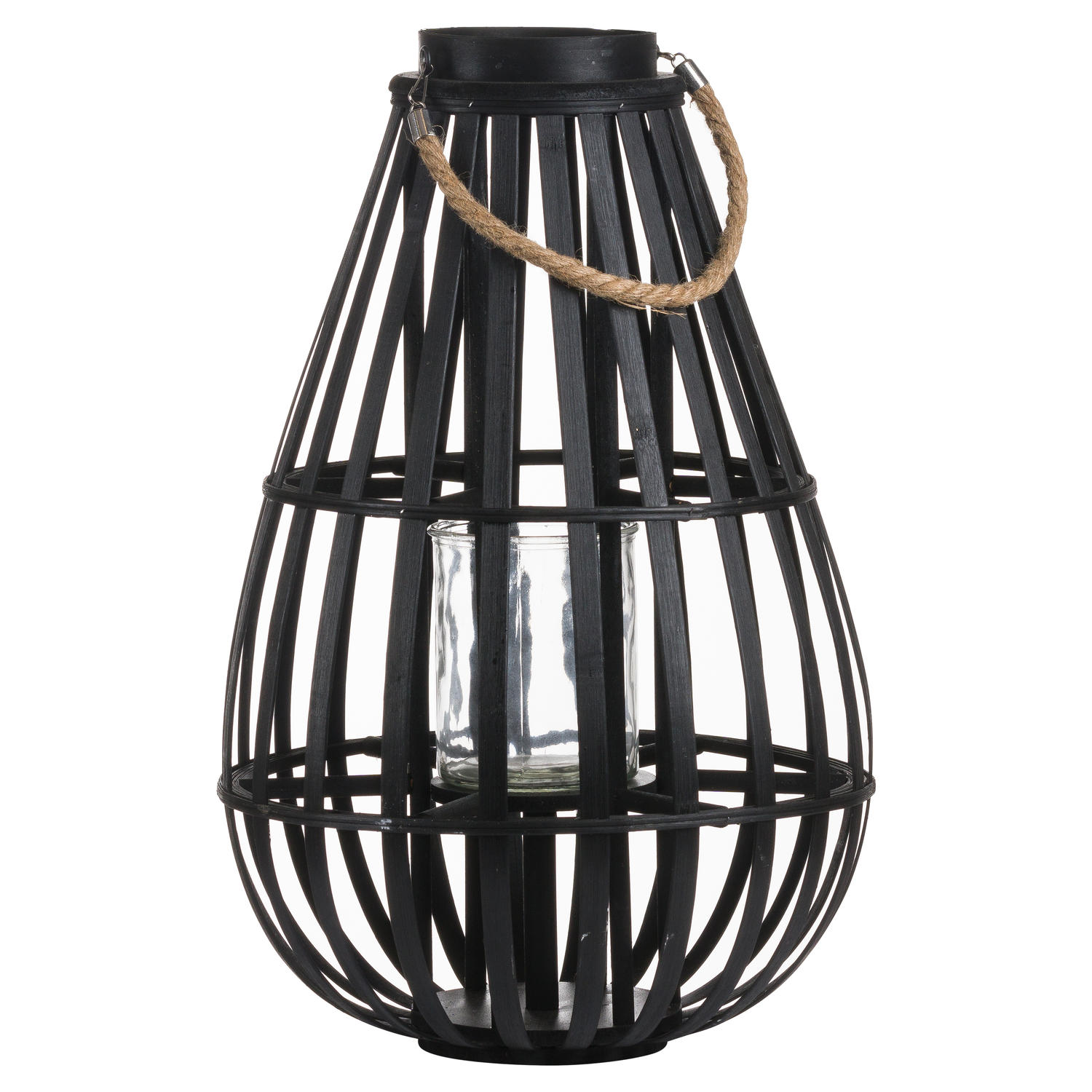 Floor Standing Domed Wicker Lantern With Rope Detail - Image 1