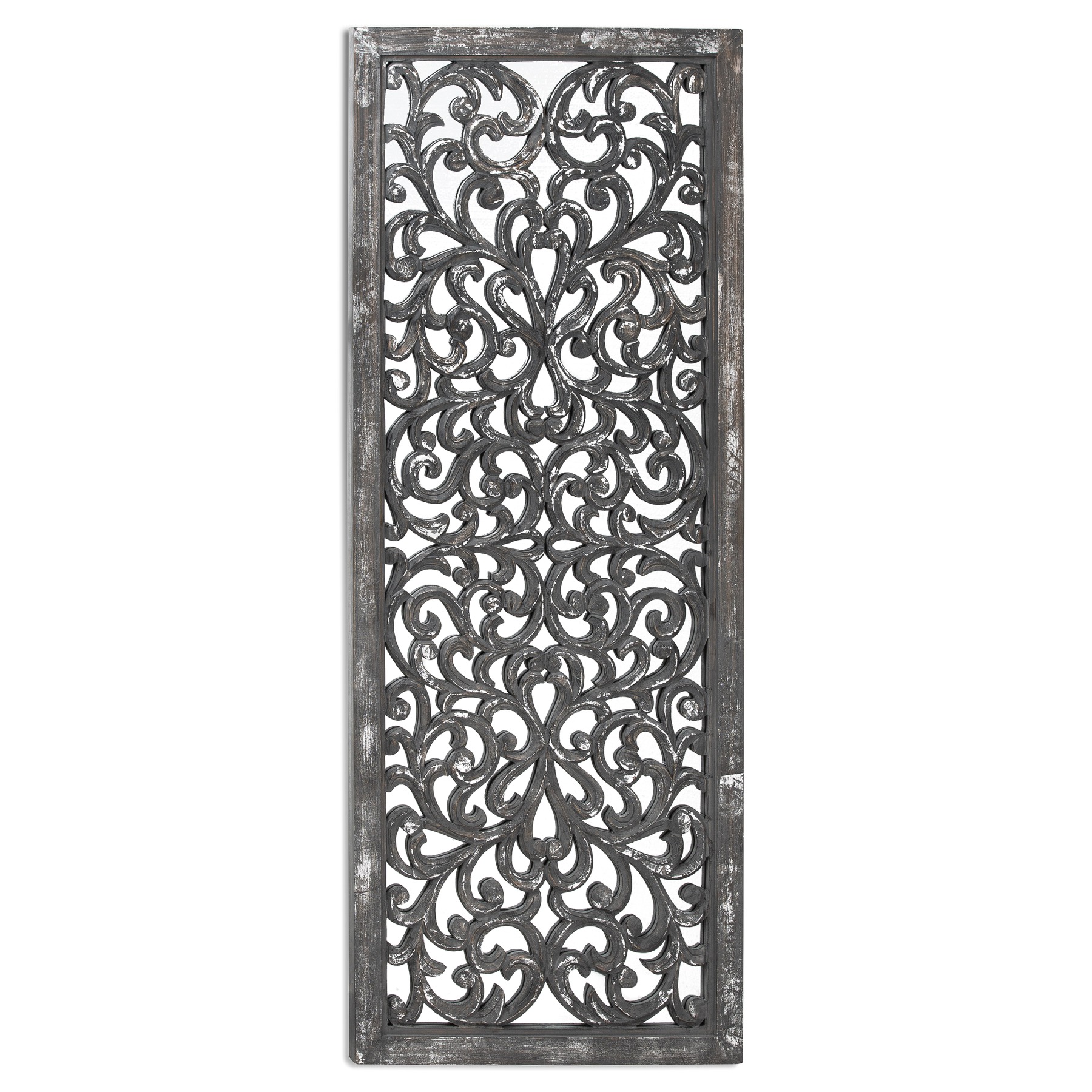 Louis Carved Antique Mettalic Lattice Mirror - Image 1