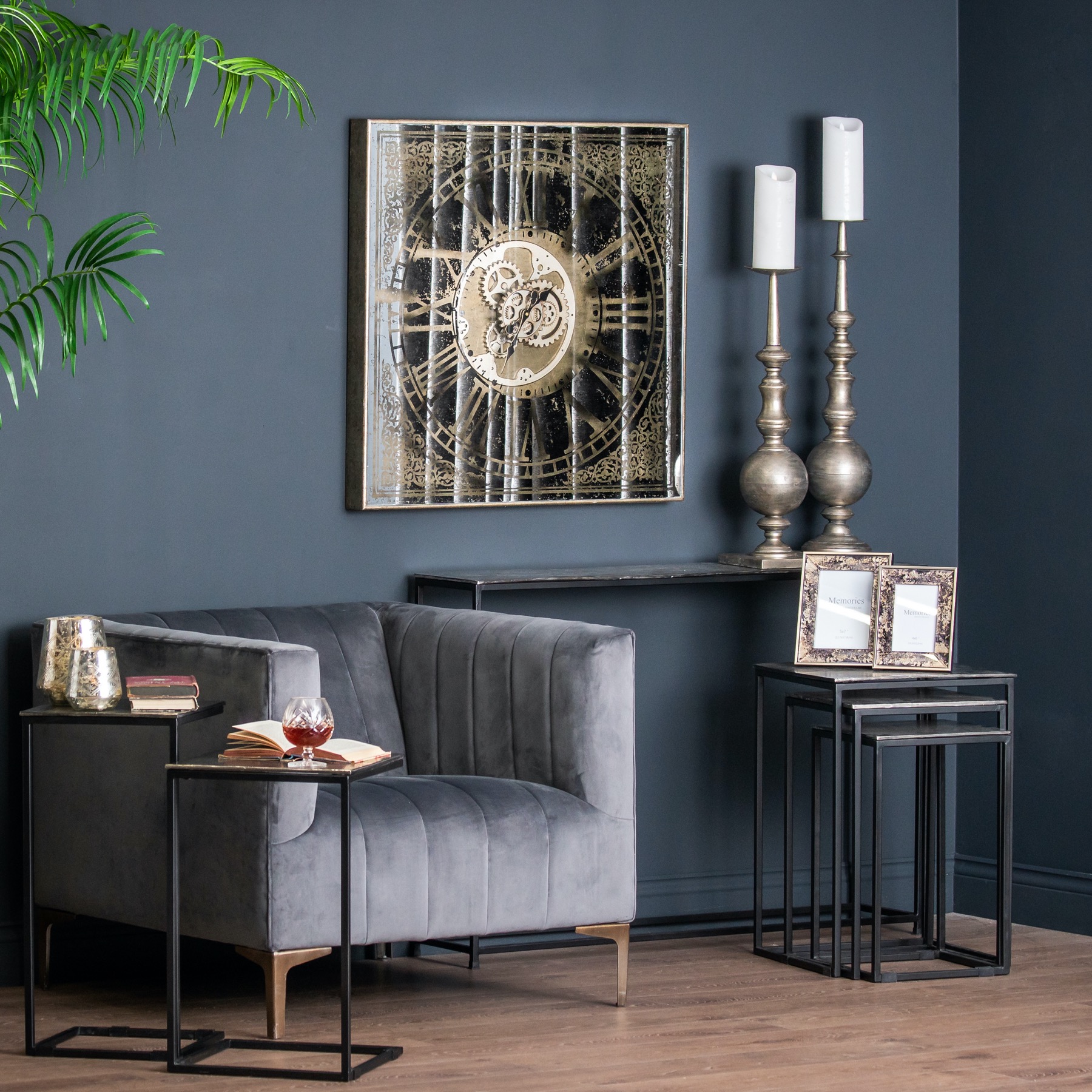 Emperor Grey Velvet Arm Chair - Image 5