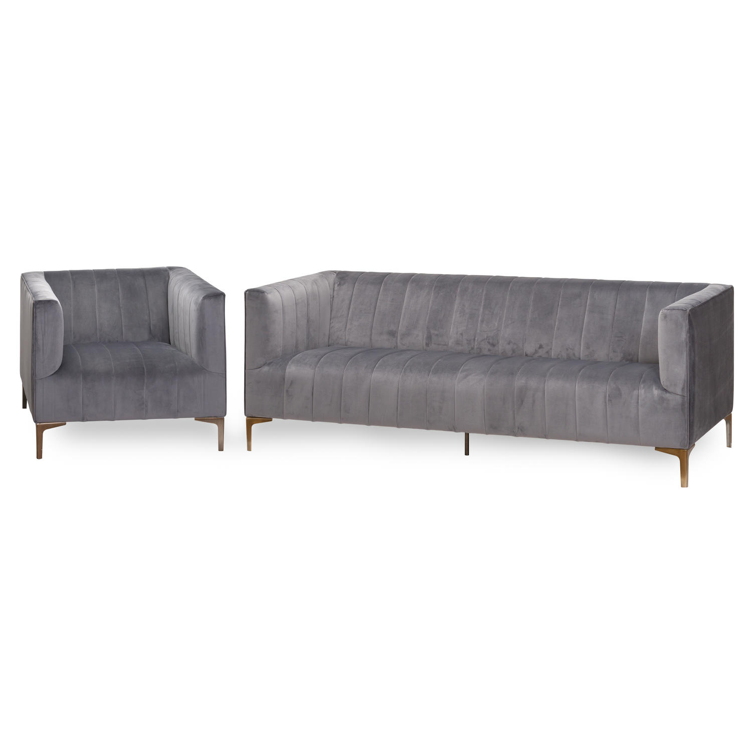 Emperor Grey Velvet 2 Seater Sofa - Image 3