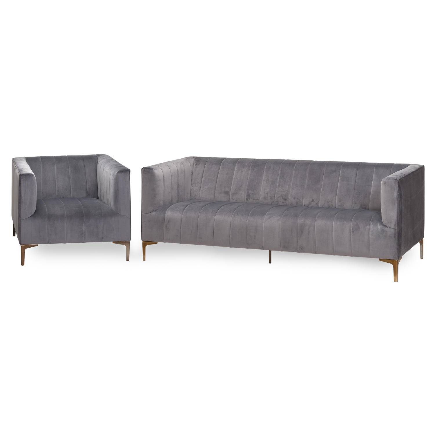 Emperor Grey Velvet 2 Seater Sofa