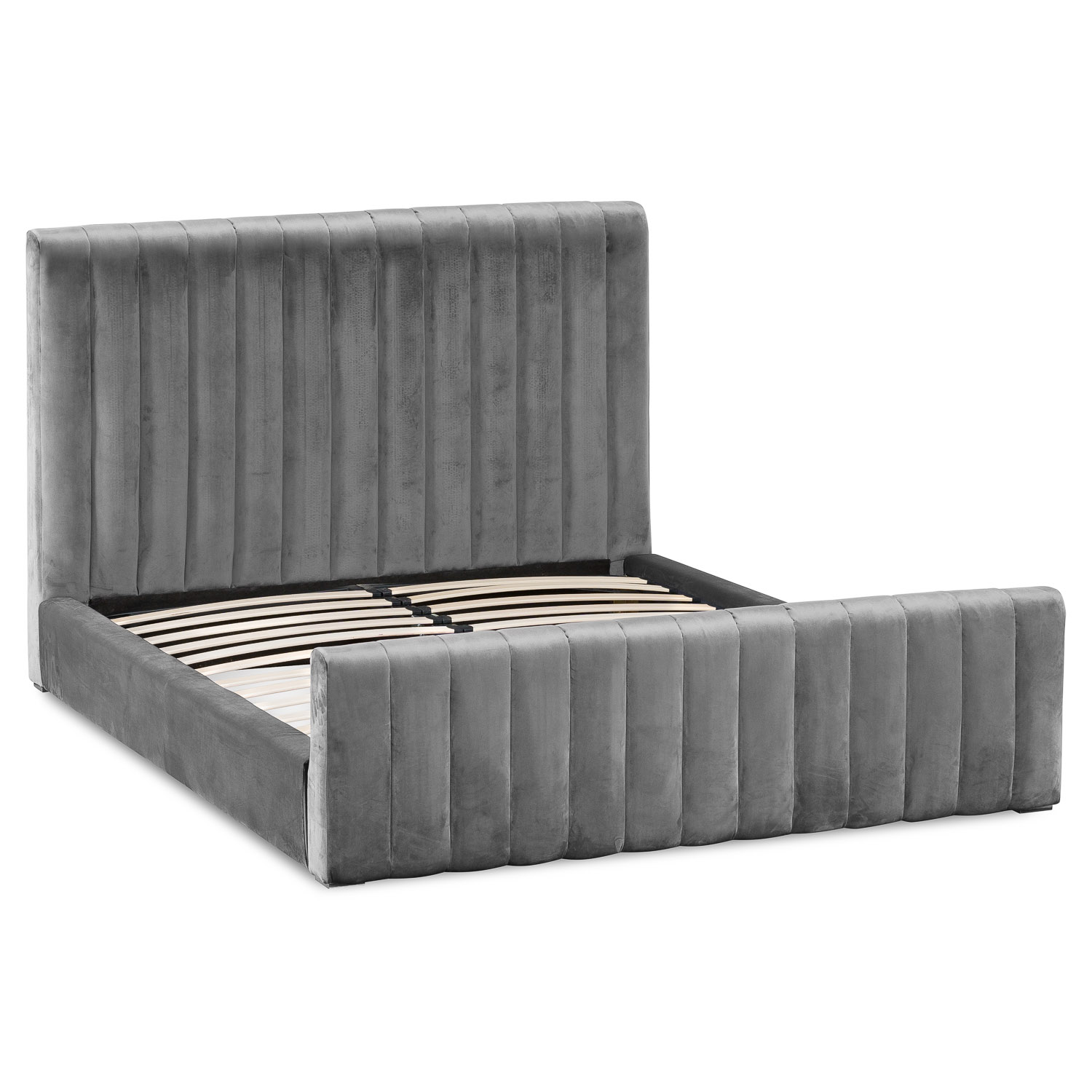 Emperor Grey Velvet King Size Bed - Image 1