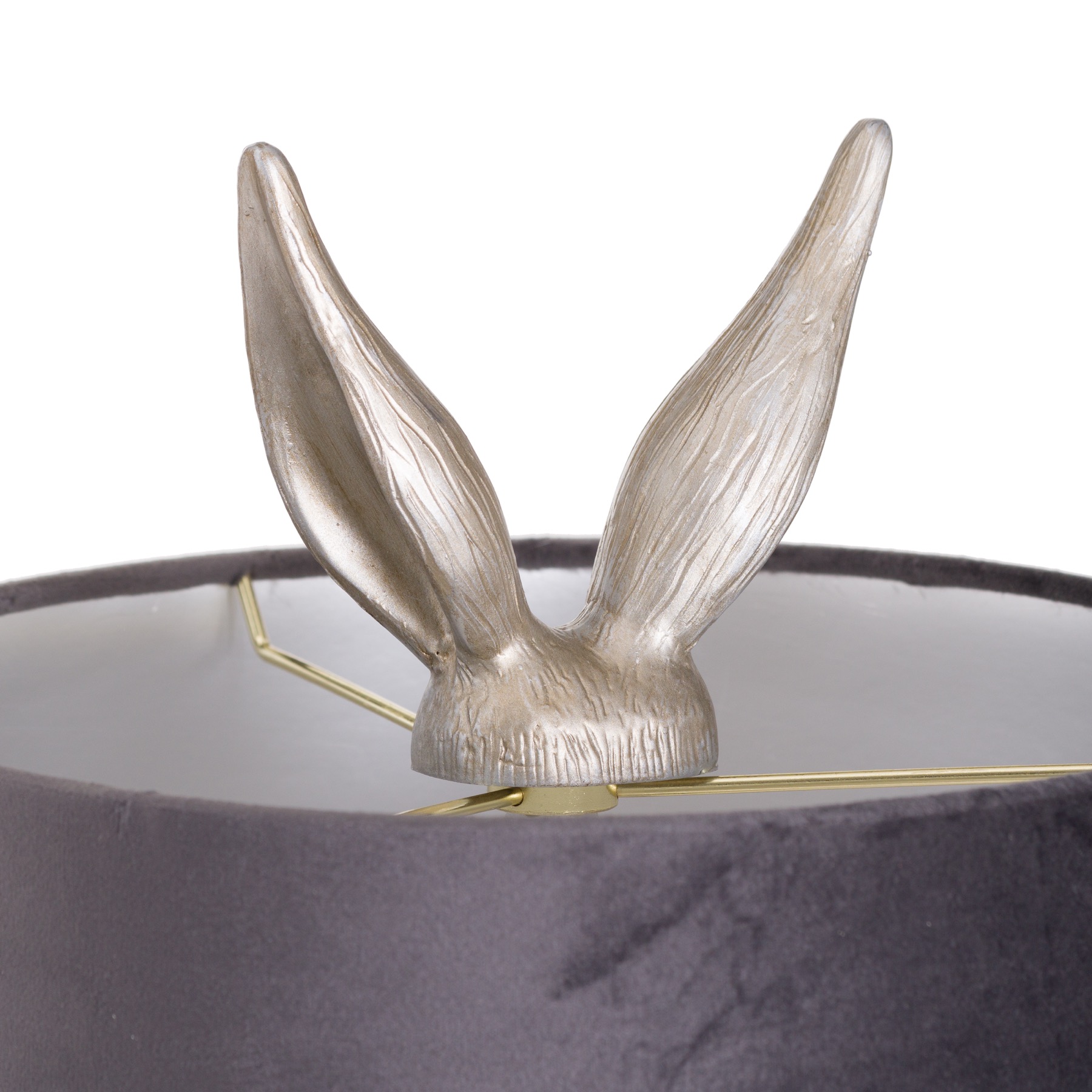 Silver Hare Table Lamp With Grey Velvet Shade - Image 3