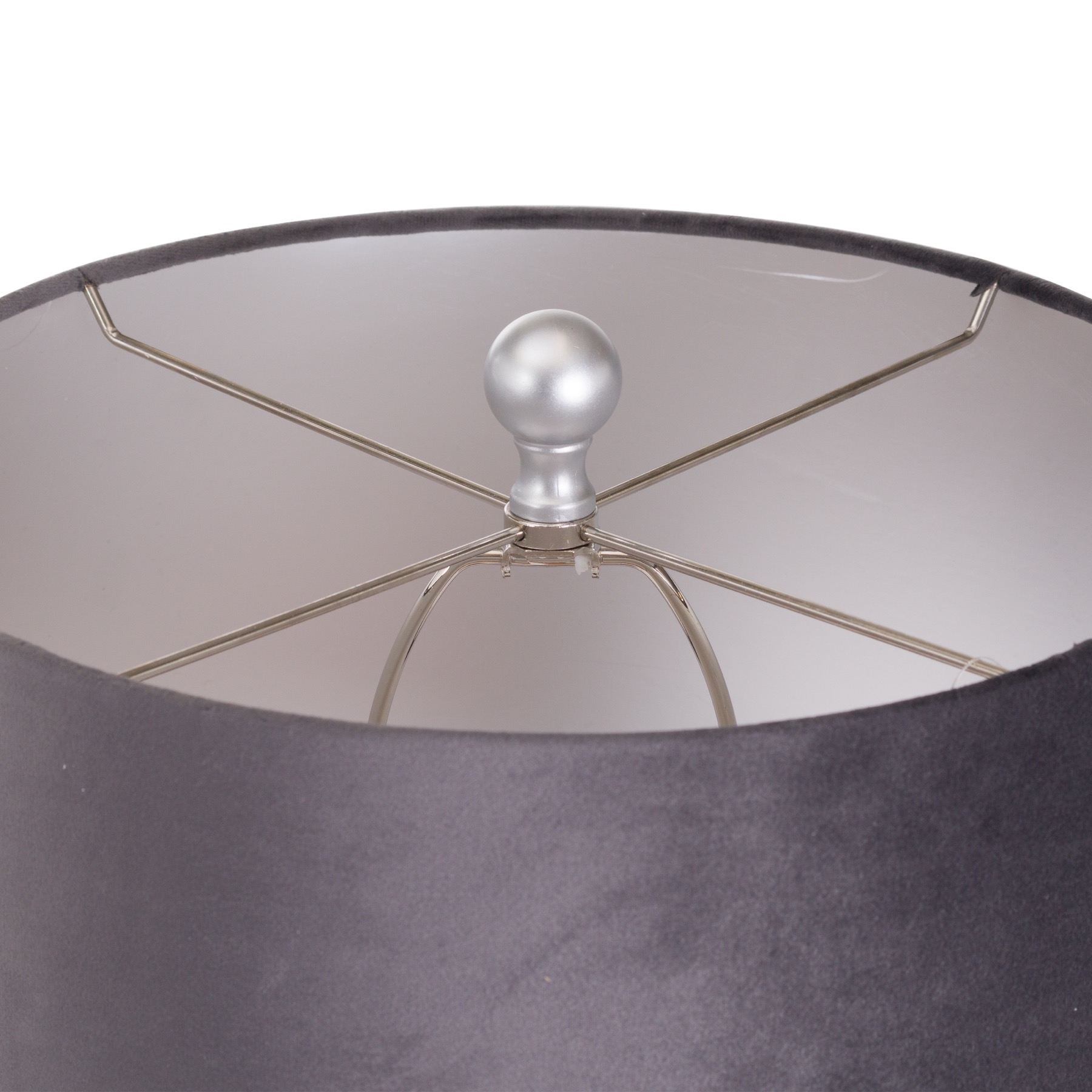 Honey Comb Silver Table Lamp With Grey Velvet Shade - Image 3