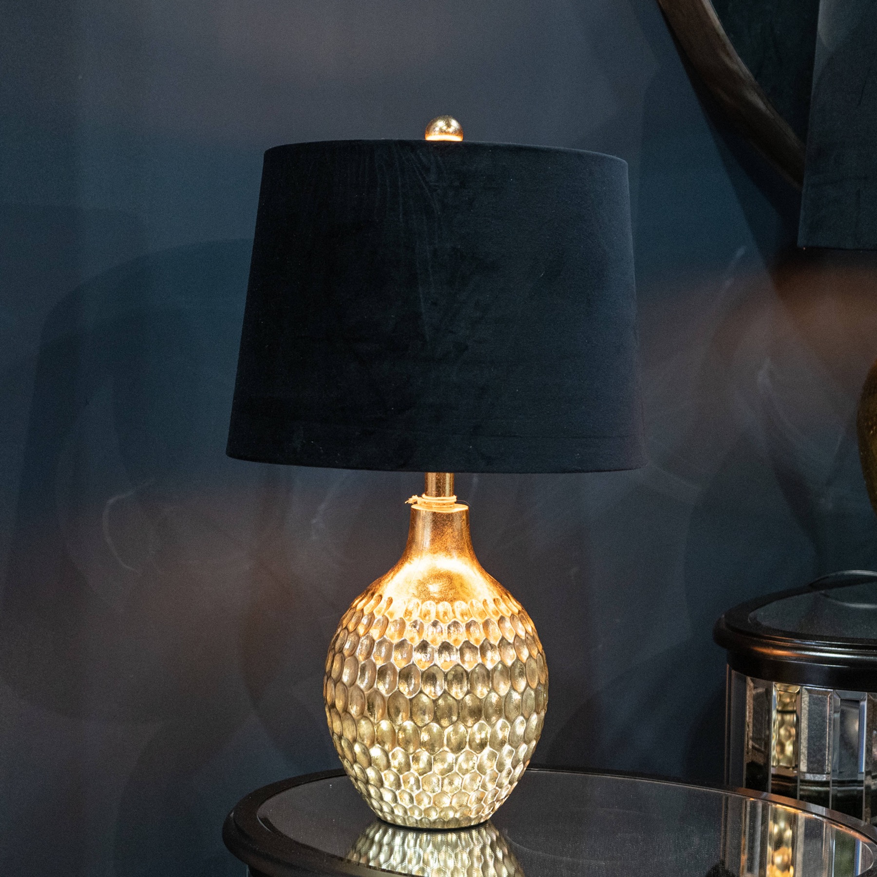 Vincent Gold Base Table Lamp With Black Velvet Shade - Image 4