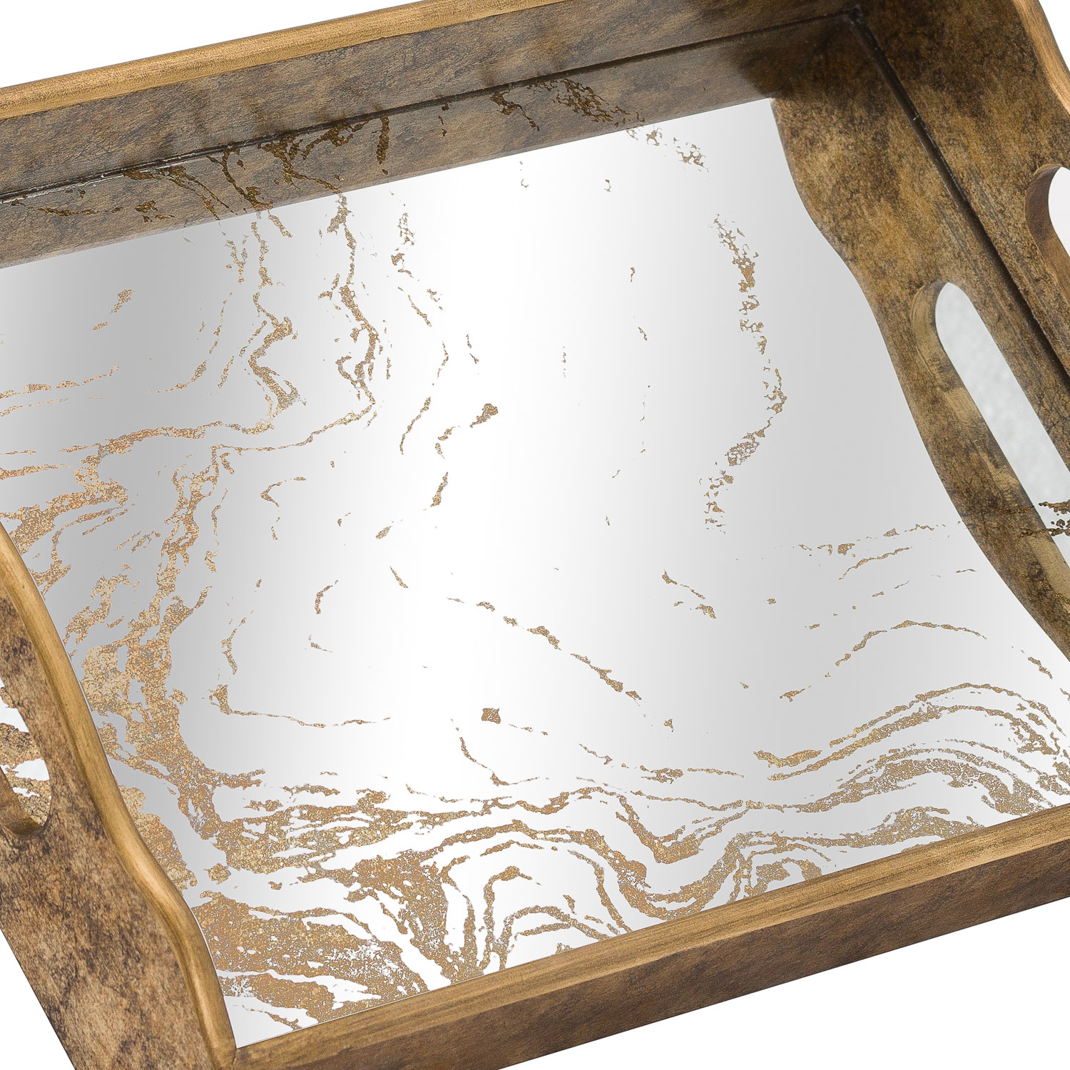 Augustus Mirrored Tray With Marbling Effect - Image 2