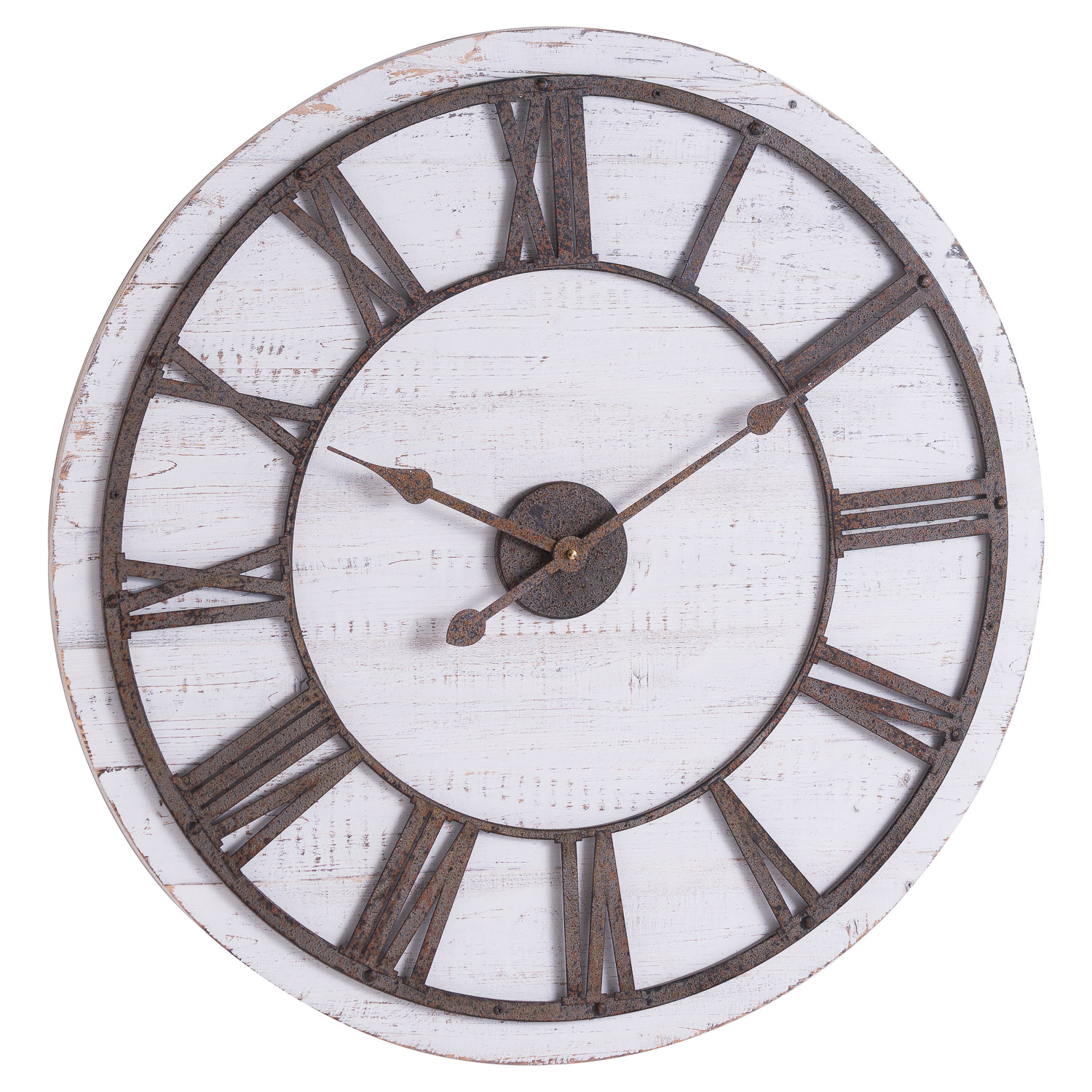 Rustic Wooden Clock With Aged Numerals And Hands - Image 1