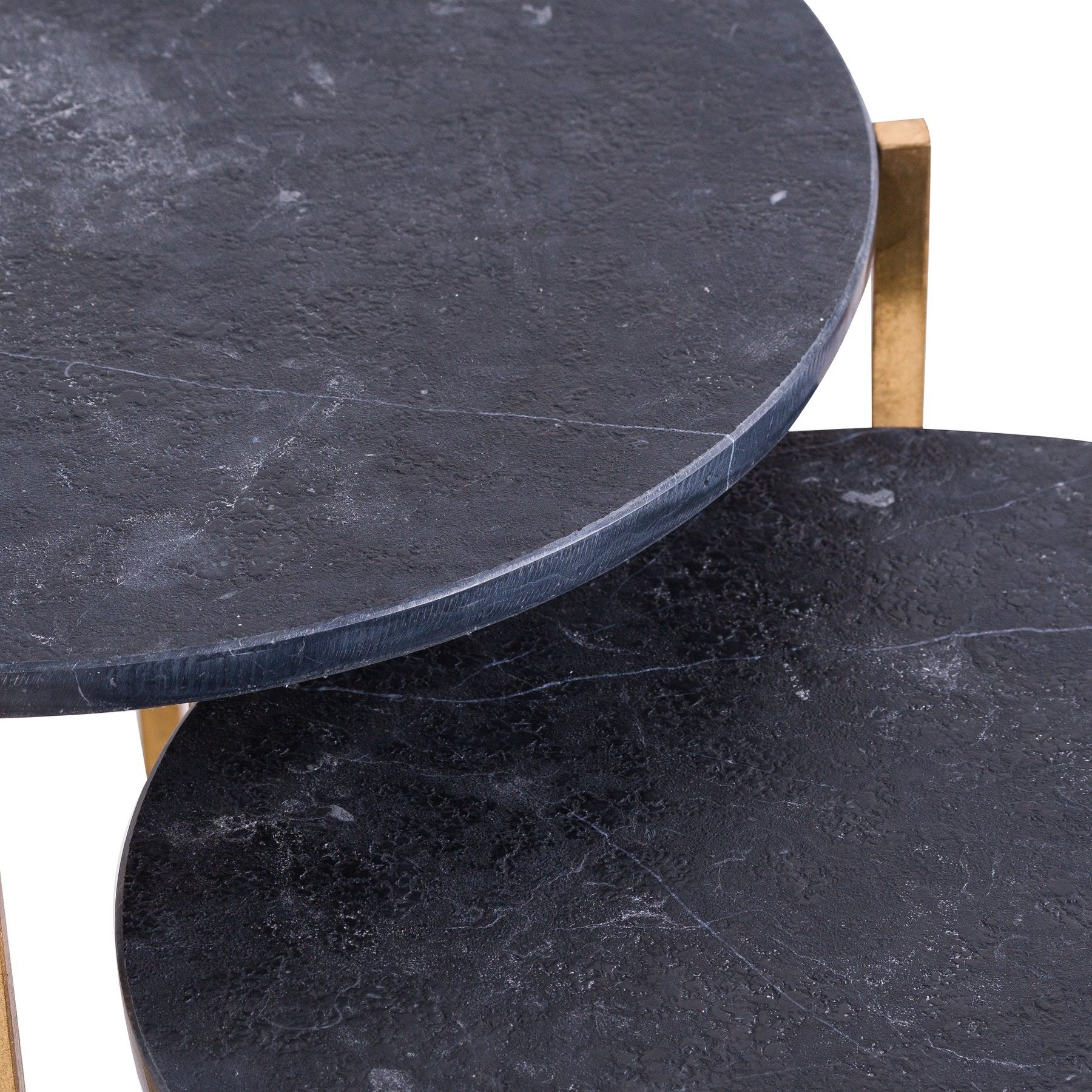 Set Of 2 Gold And Black Marble Tables - Image 2