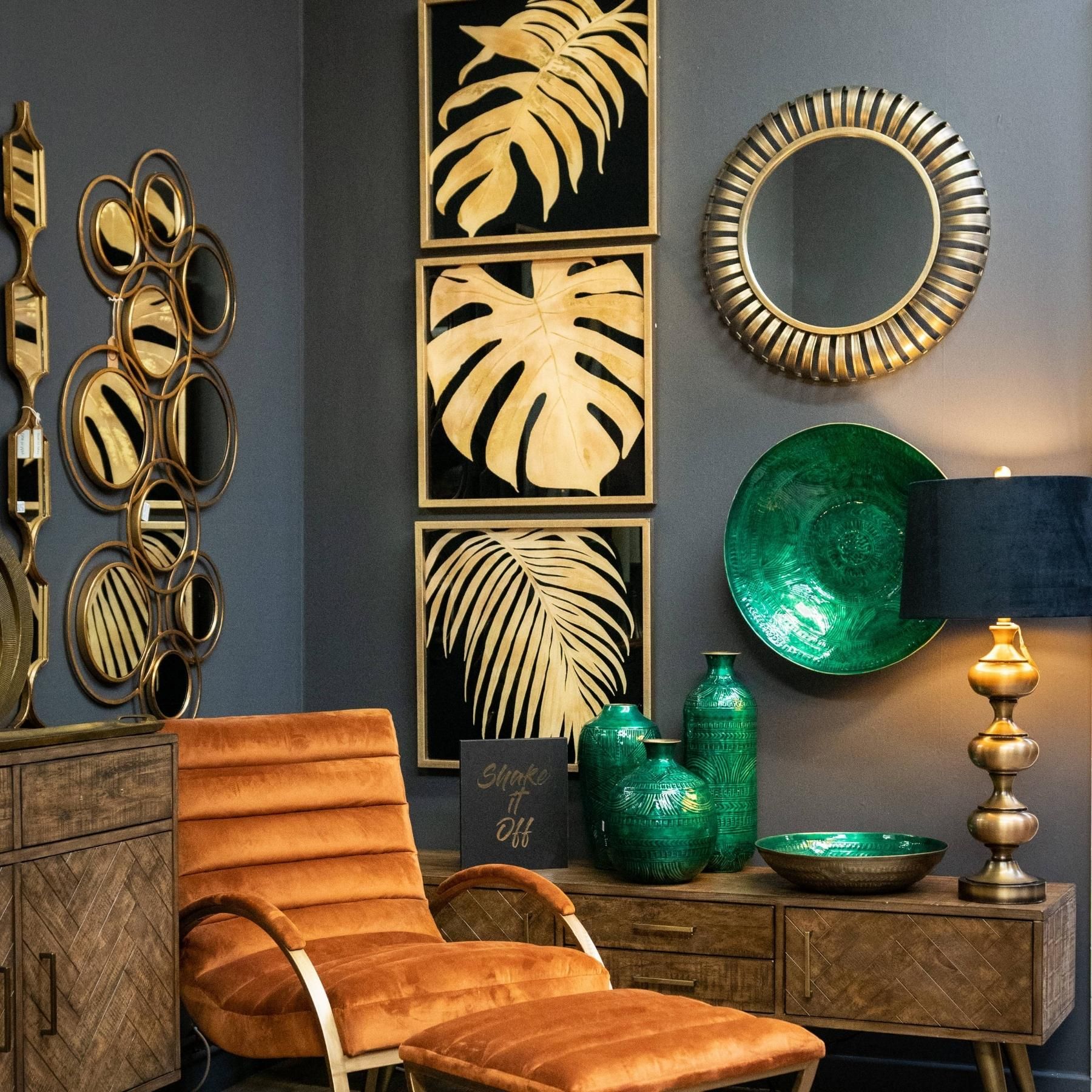 Abstract Gold Circular Wall Mirror | Wholesale by Hill Interiors