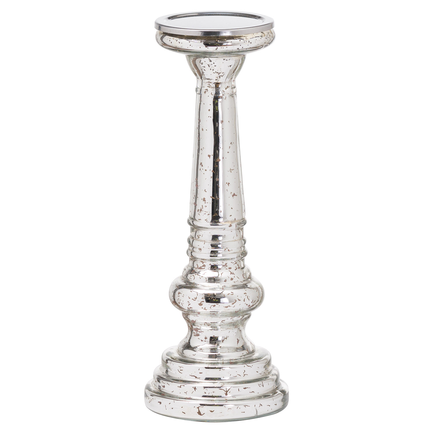 Silver Metallic Glass Candle Stand - Image 1