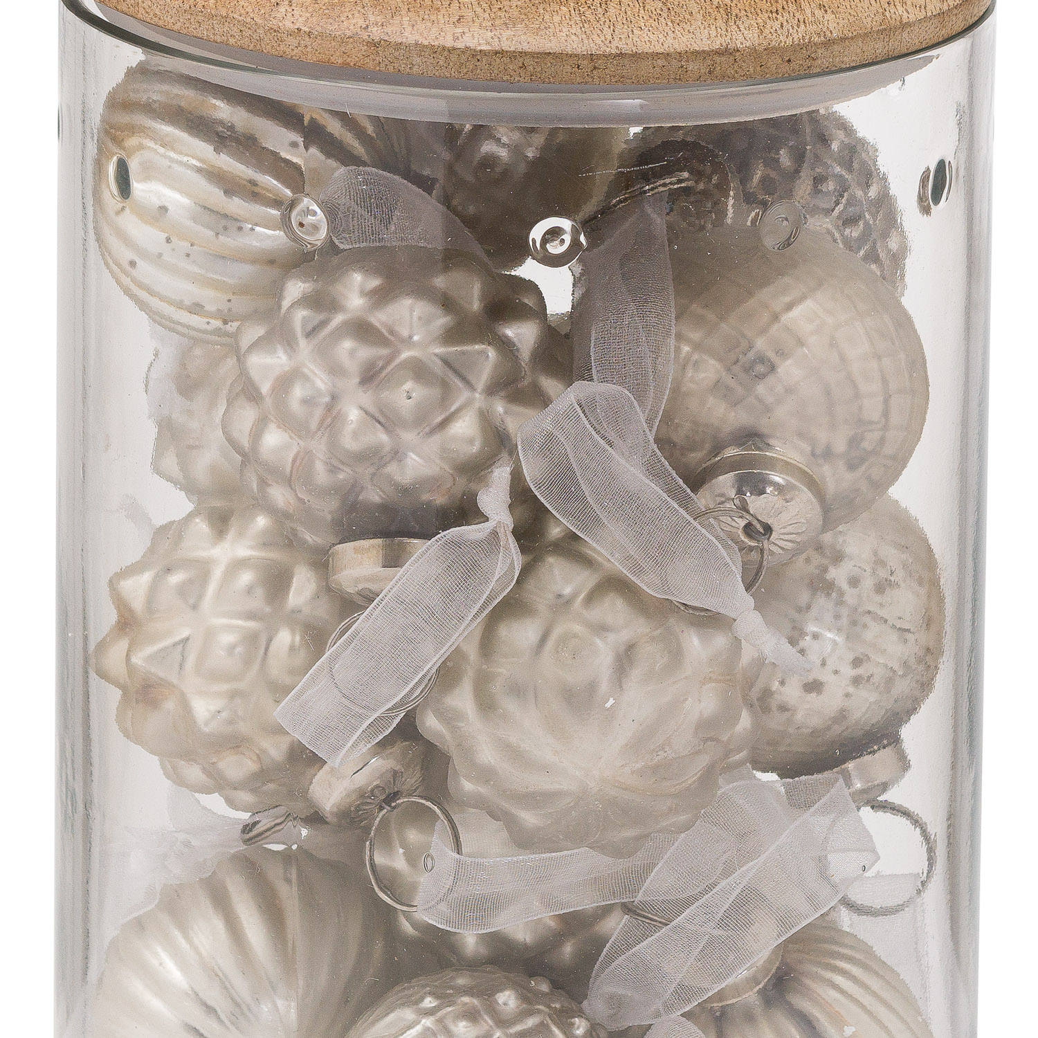 Set Of 12 Silver Hanging Decorations In Display Jar - Image 2