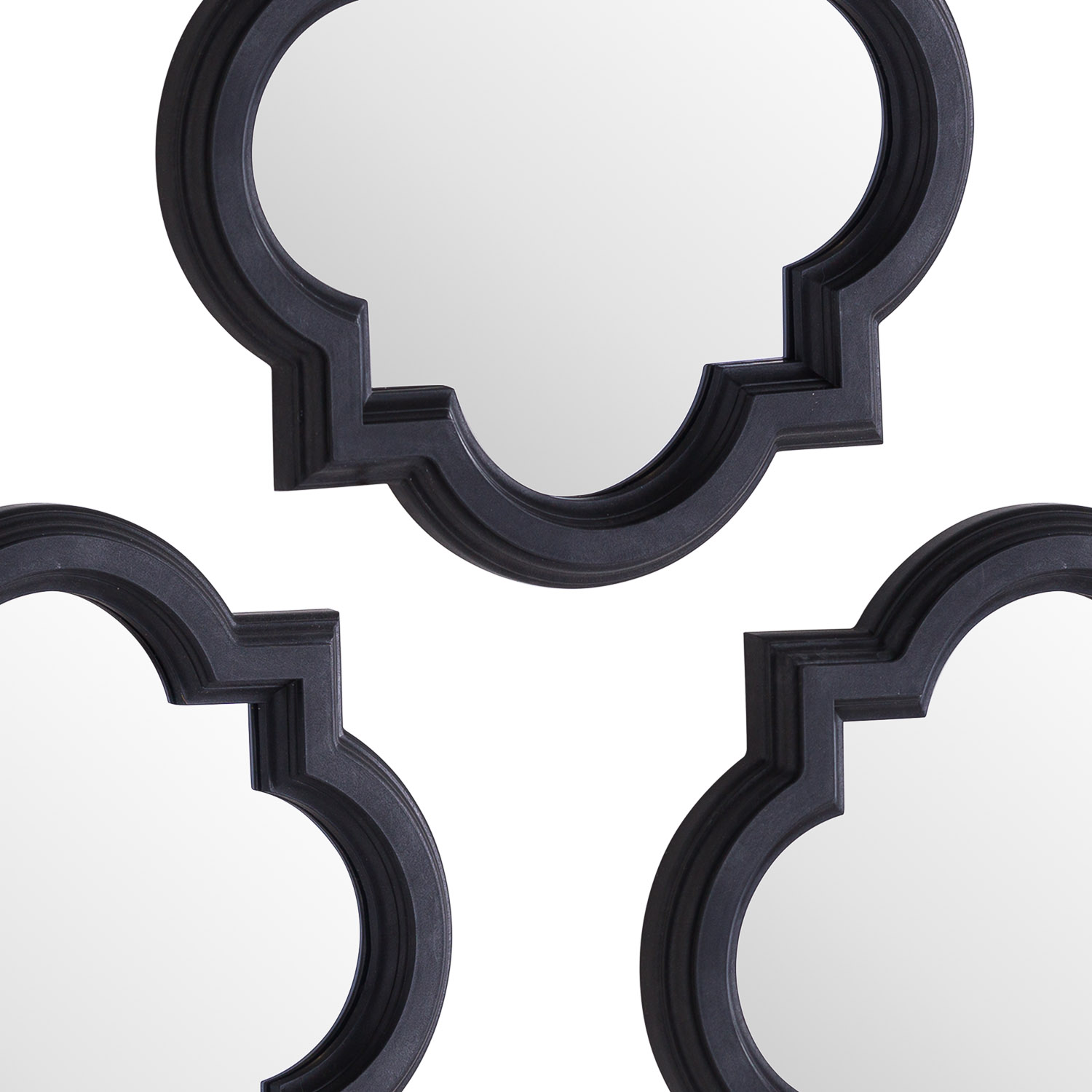 Set Of Three Dark Grey Quarterfoil Mirrors - Image 2
