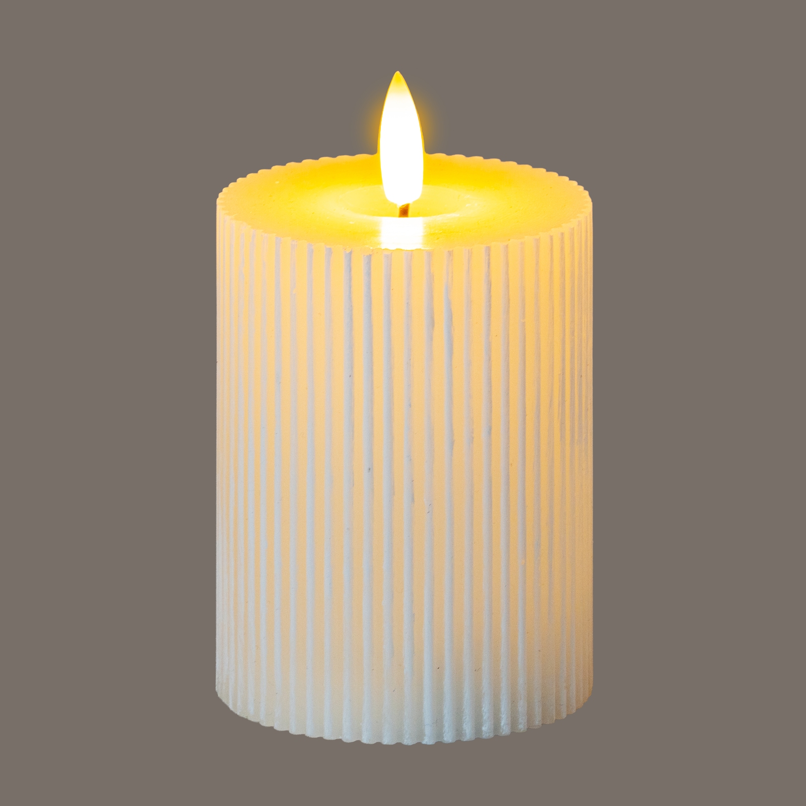 Luxe Collection Natural Glow 3x4 Textured Ribbed LED Candle - Image 2