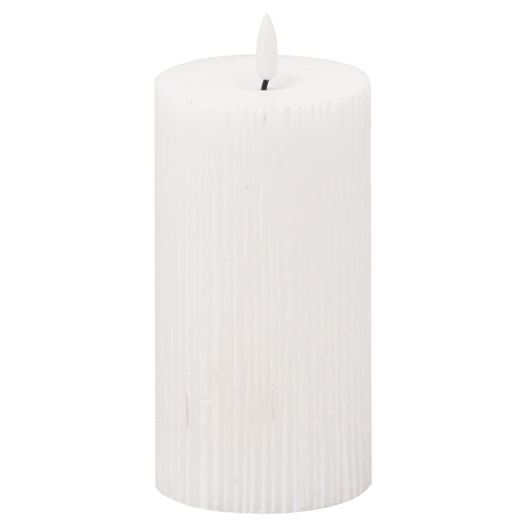 Luxe Collection Natural Glow 3x6 Textured Ribbed LED Candle - Image 1