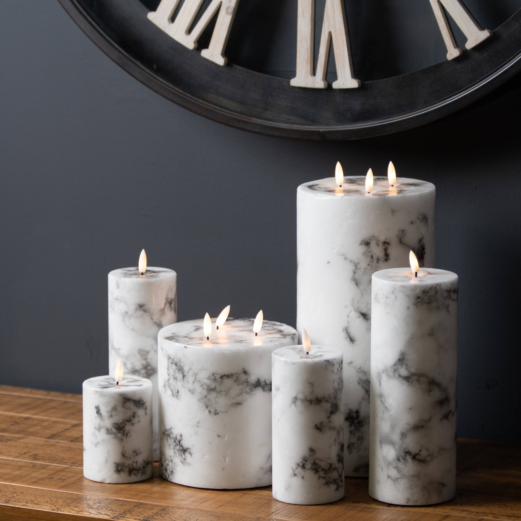 Luxe Collection Natural Glow 3x4 Marble Effect LED Candle - Image 2