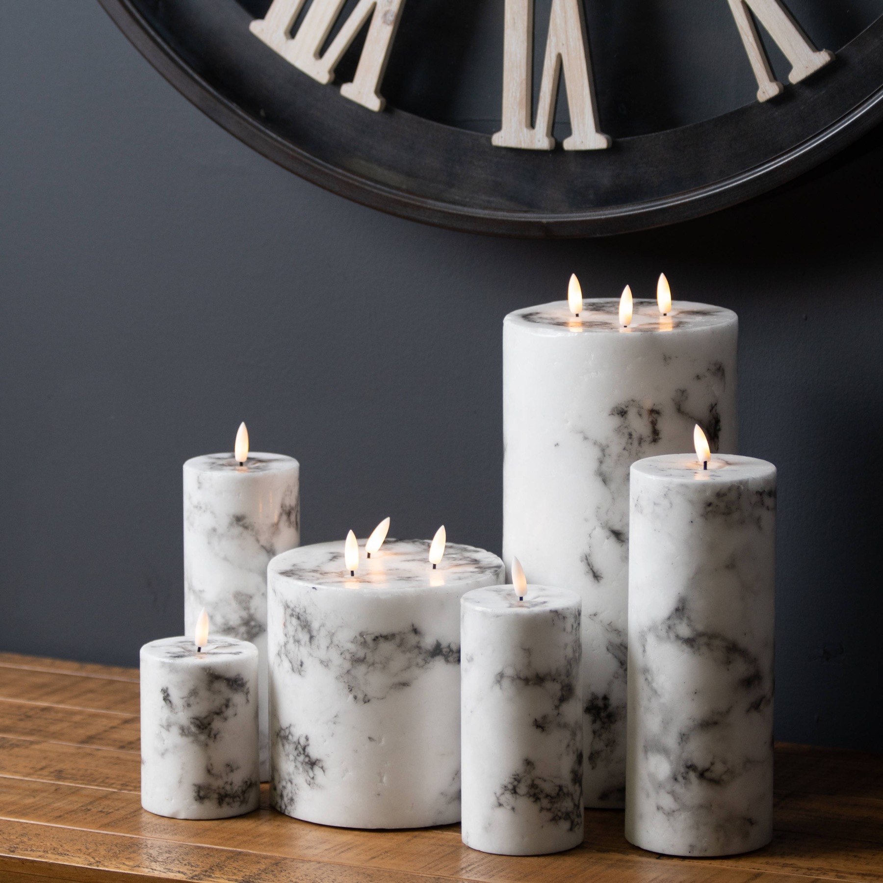 Luxe Collection Natural Glow 3x6 Marble Effect LED Candle - Image 2