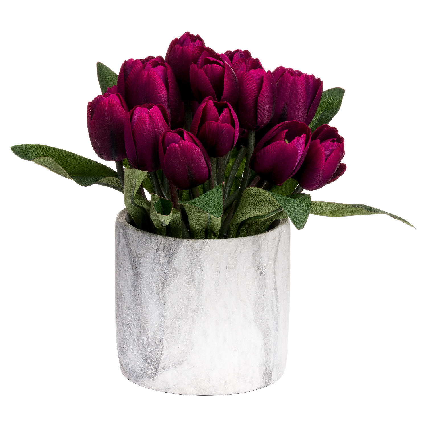Purple Tulips In Marble Pot - Image 1