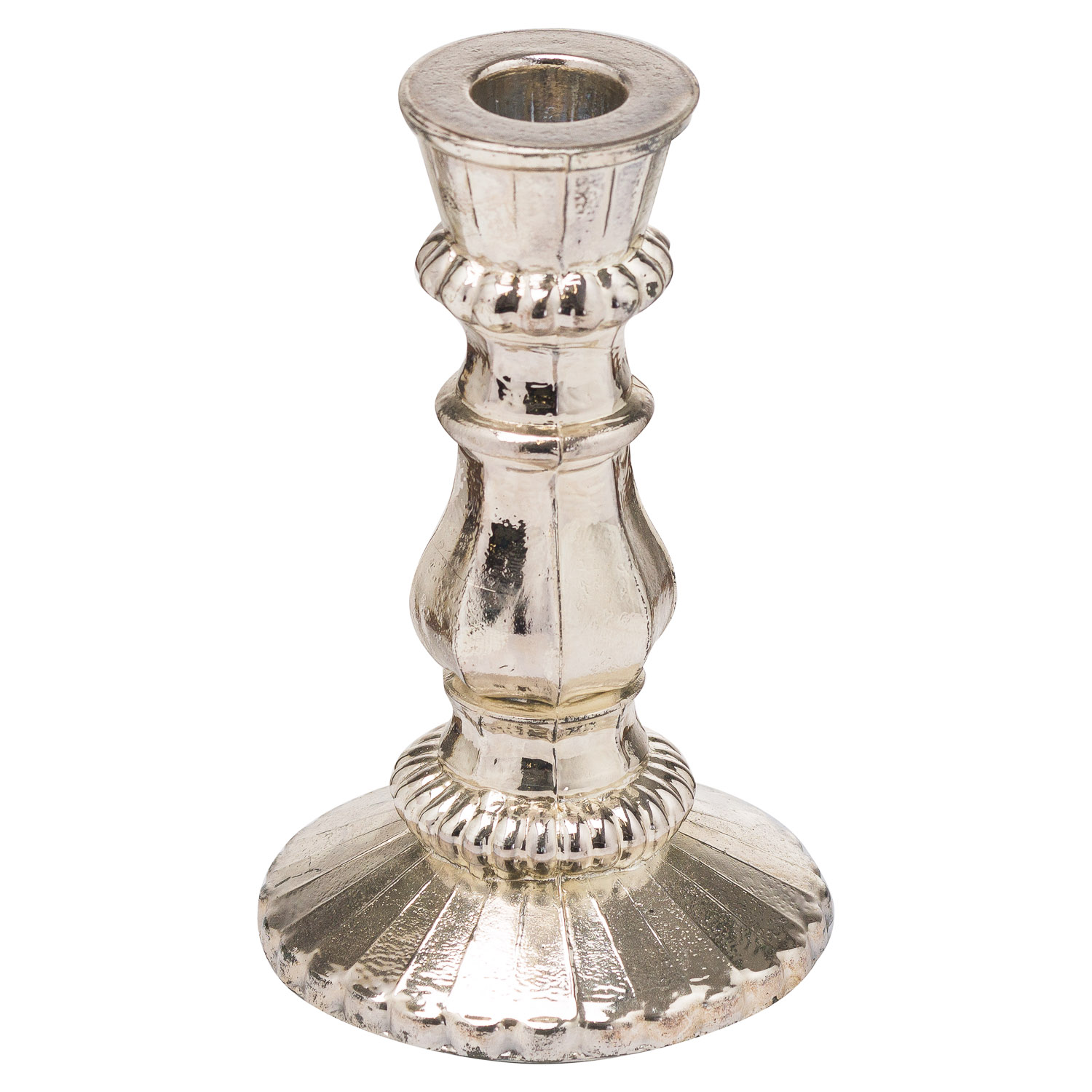 Silver Foil Effect Dinner Candle Holder Wholesale by Hill Interiors