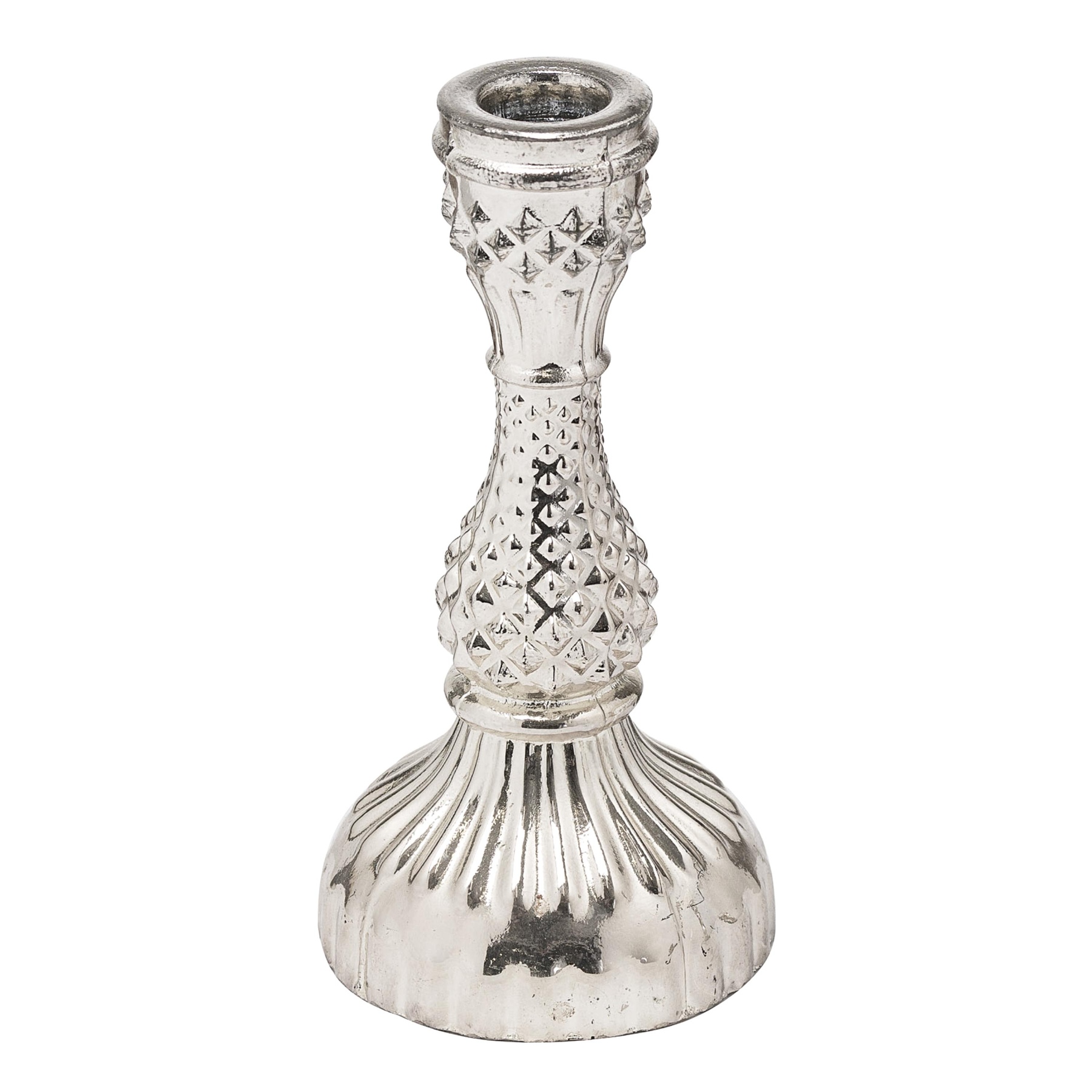 Silver Foil Effect Dinner Candle Stand - Image 1