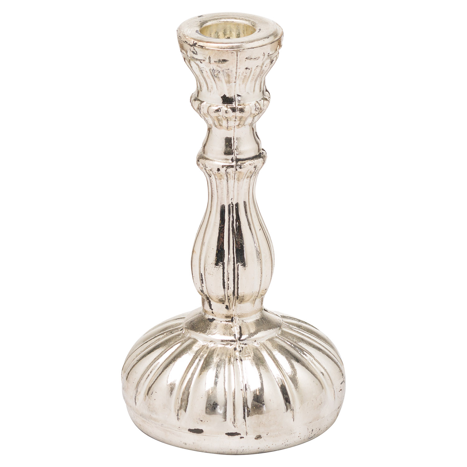 Silver Foil Design Dinner Candle Holder - Image 1