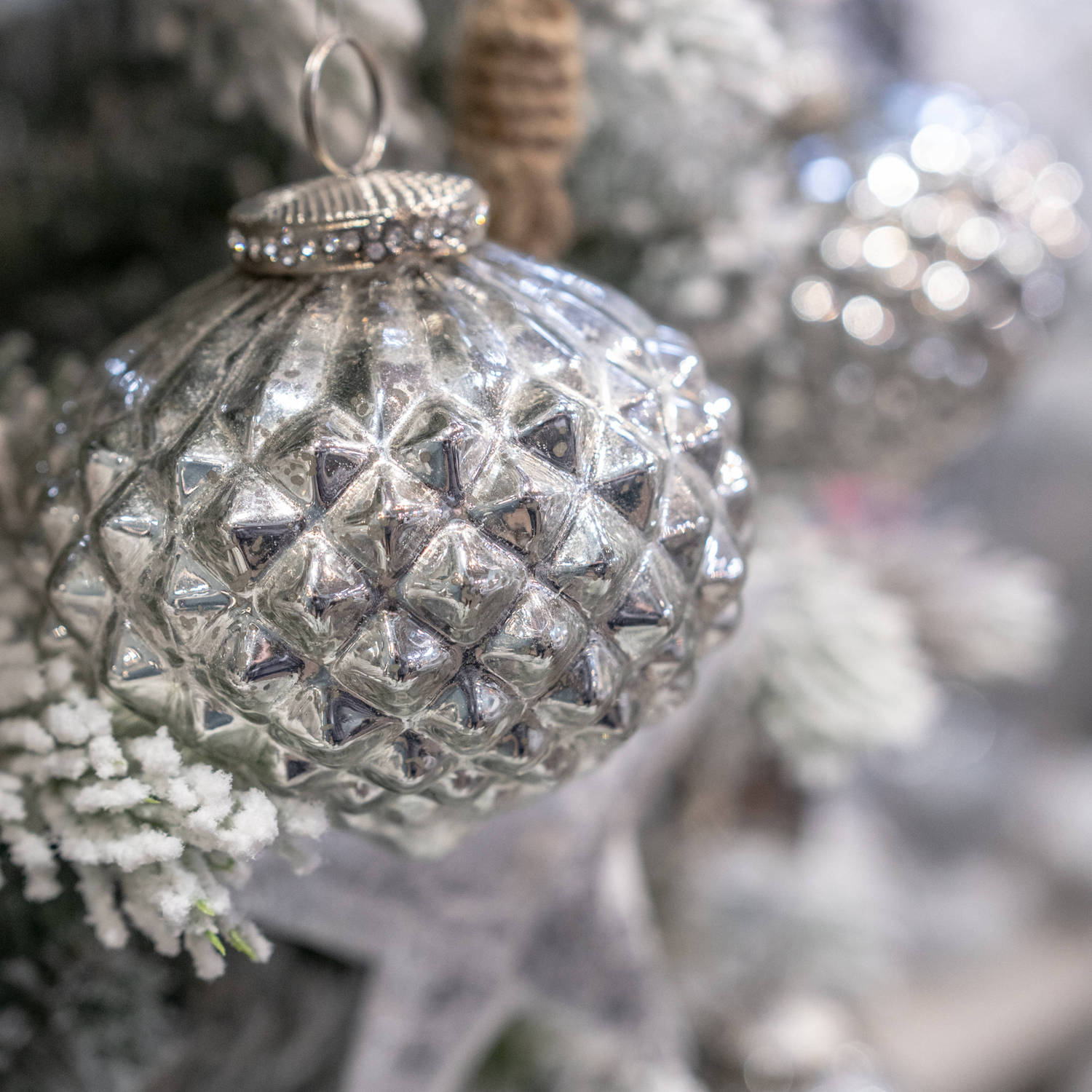 The Noel Collection Silver Textured Small Hanging Bauble - Image 3