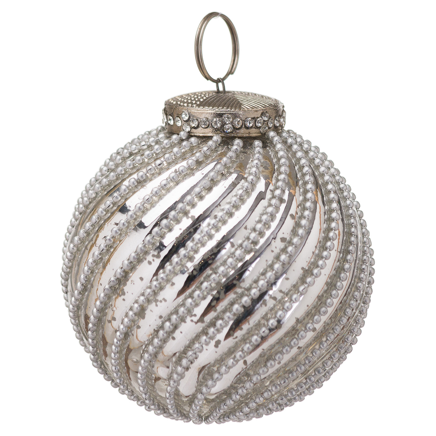 The Noel Collection Silver Jewel Swirl Large Bauble - Image 1
