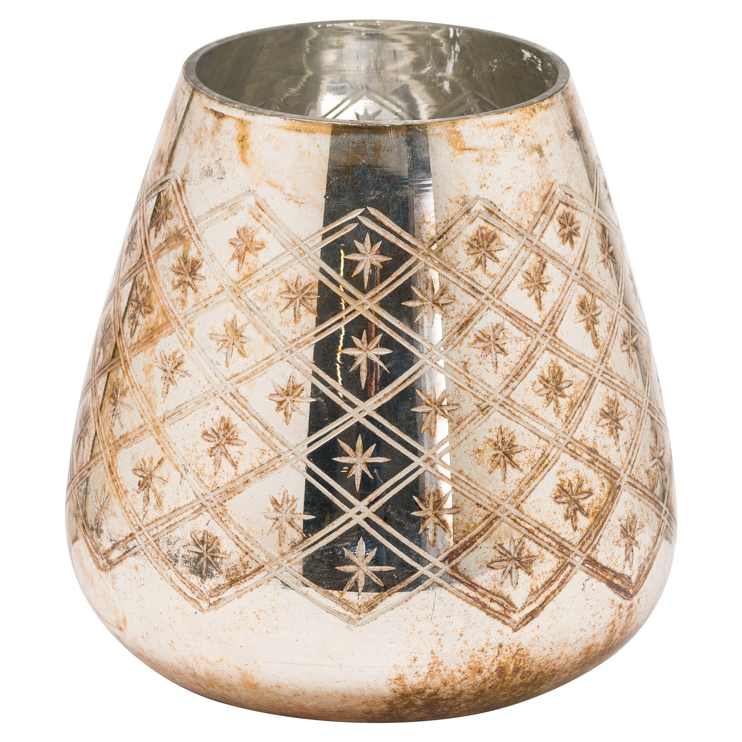The Noel Collection Burnished Etched Candle Holder Large - Image 1