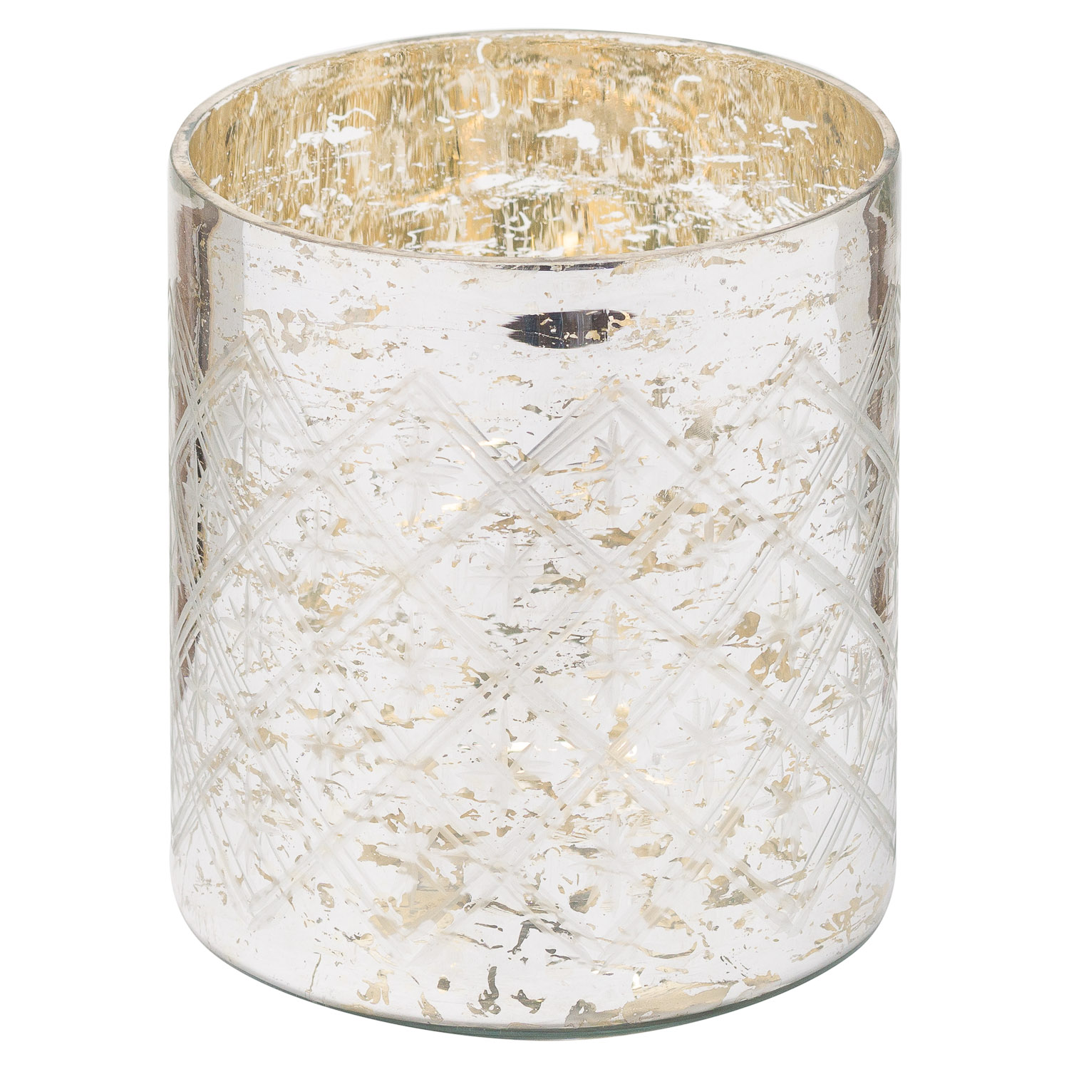 The Noel Collection Silver Foil Effect Pillar Candle Holder - Image 1
