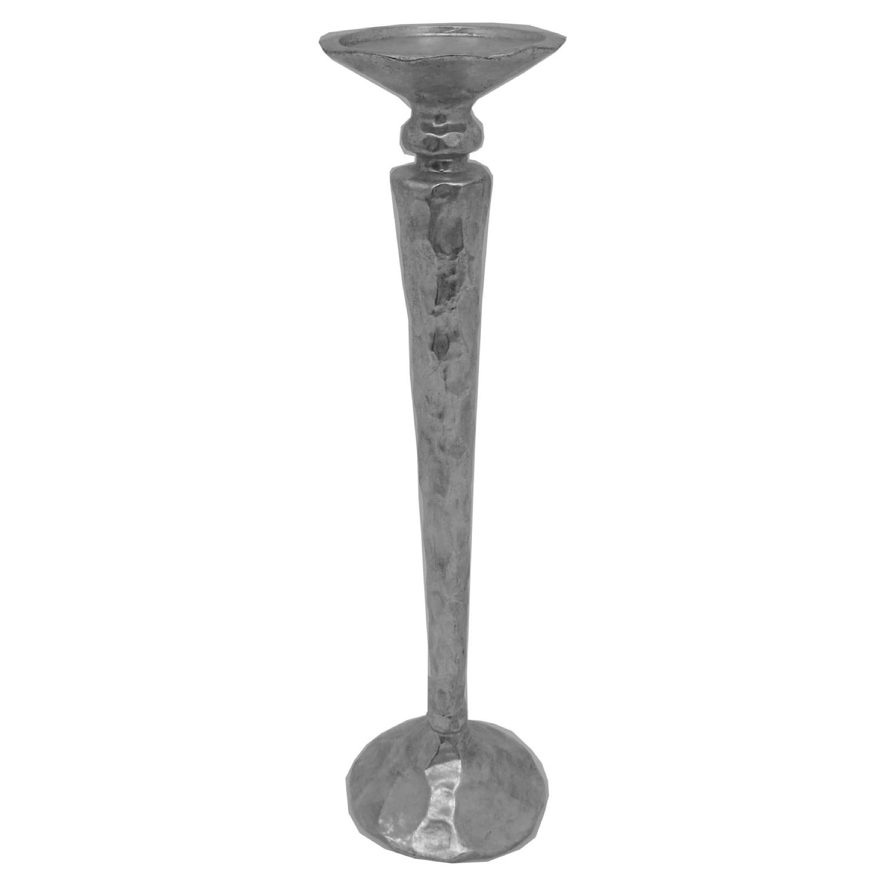 Silver Hammered Effect Large Candle Holder Wholesale by Hill Interiors