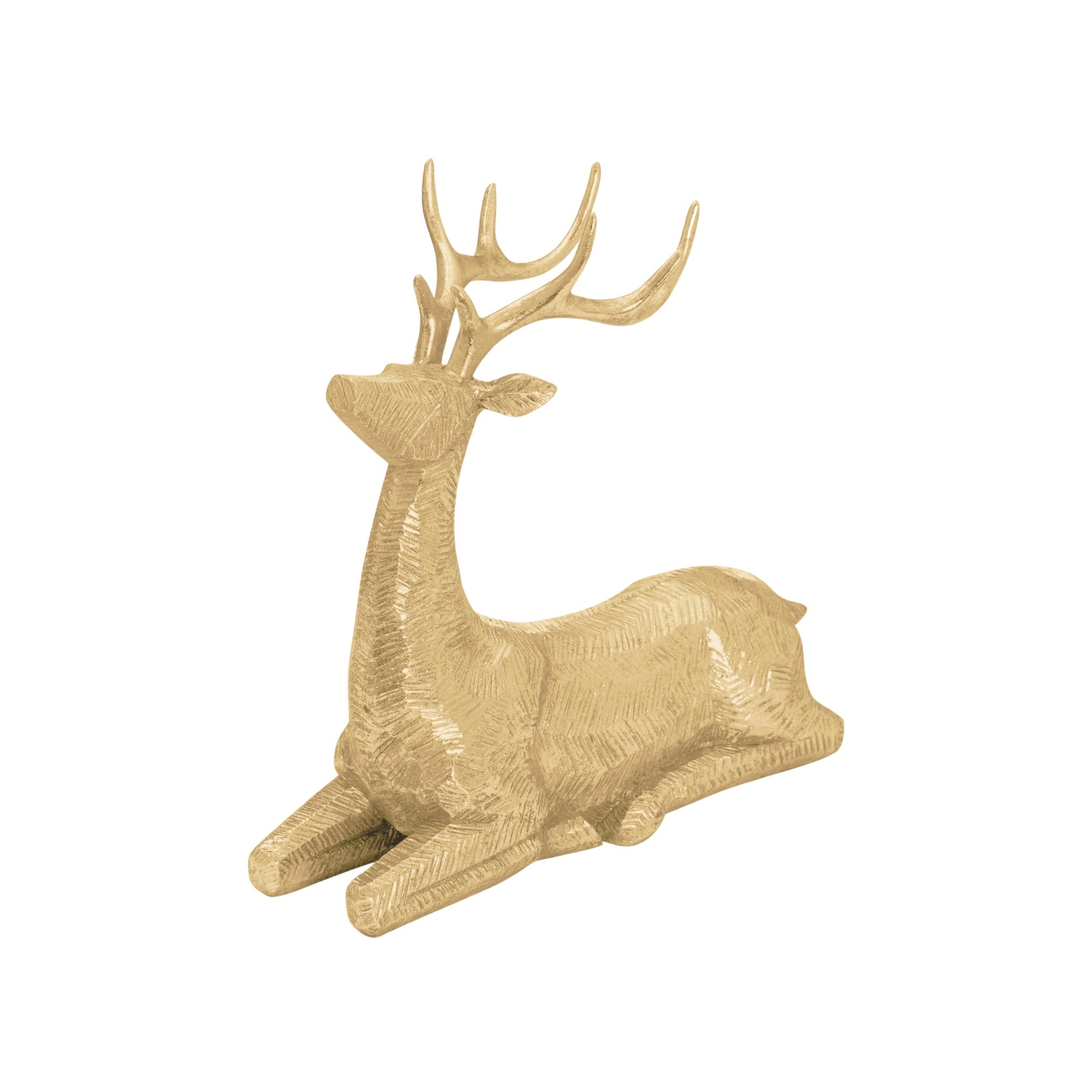 Decorative Wood Effect Sitting Deer - Image 1