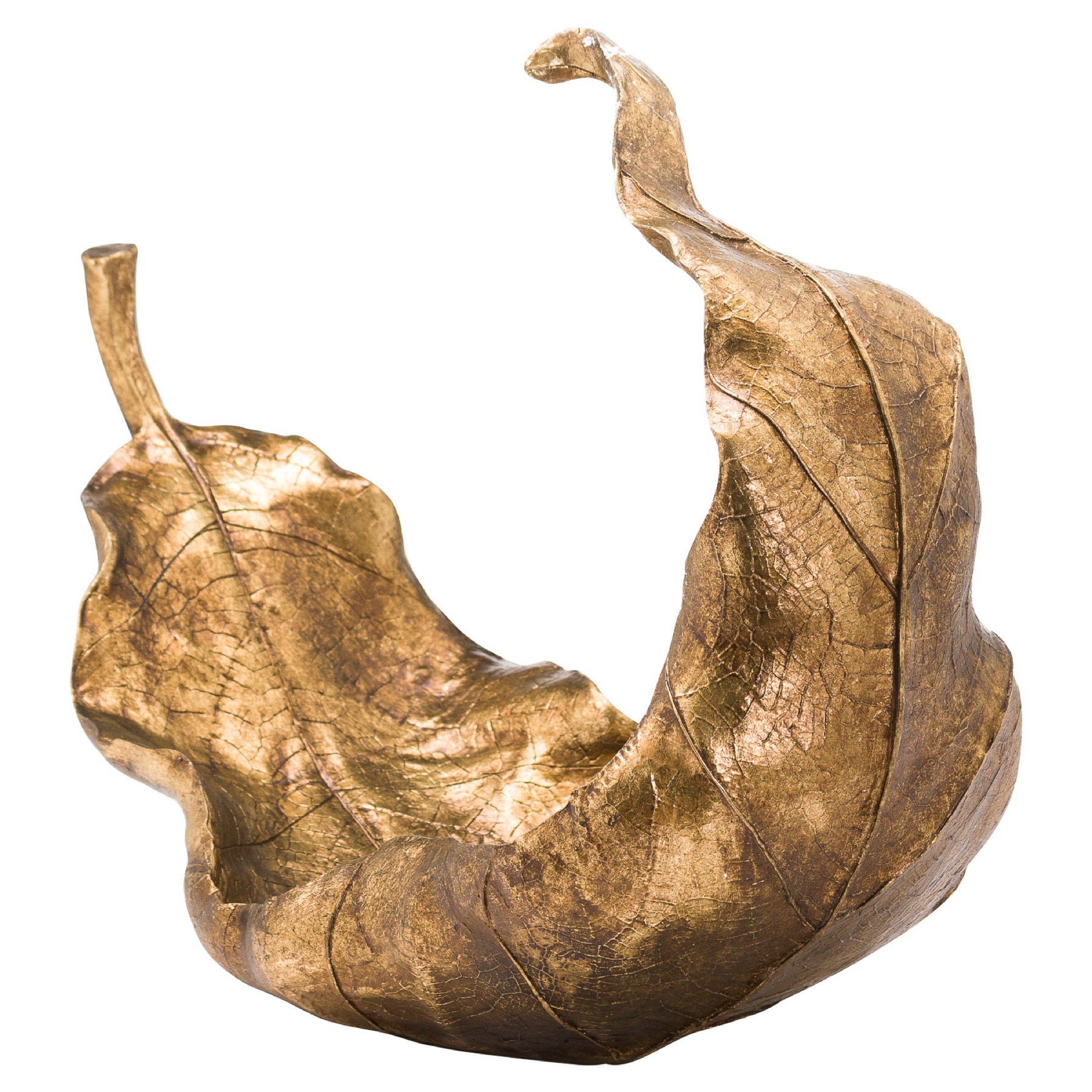 Large Gold Curled Leaf Sculpture - Image 3