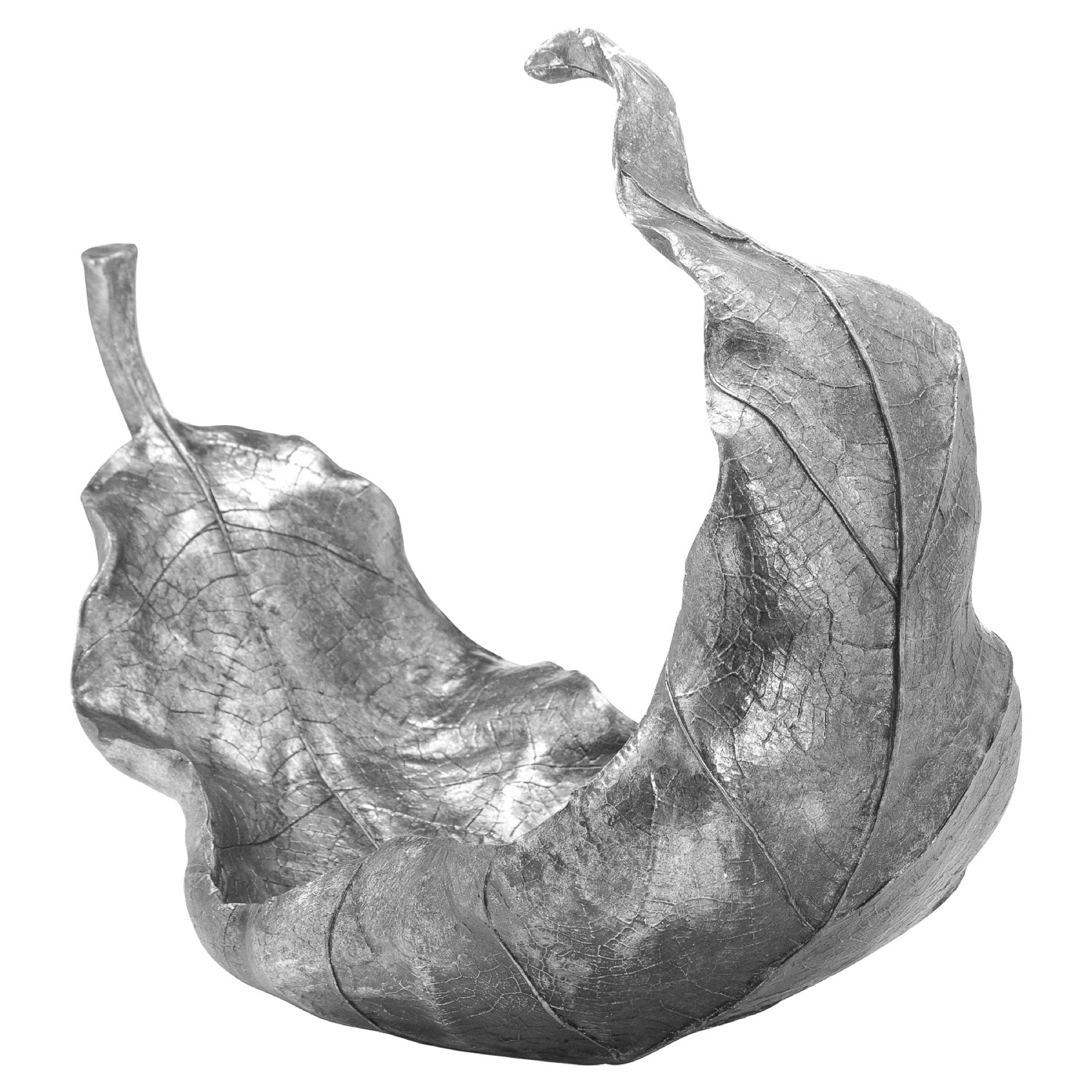 Large Silver Curled  Leaf Sculpture - Image 3