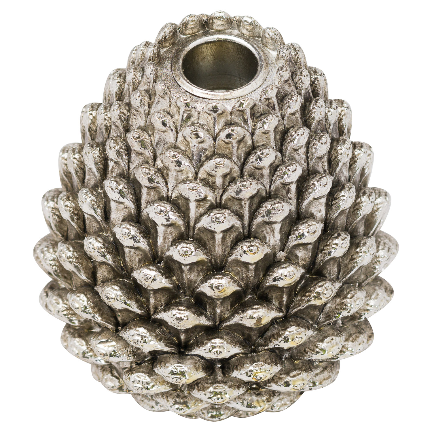 Large Silver Pinecone Candle Holder - Image 1